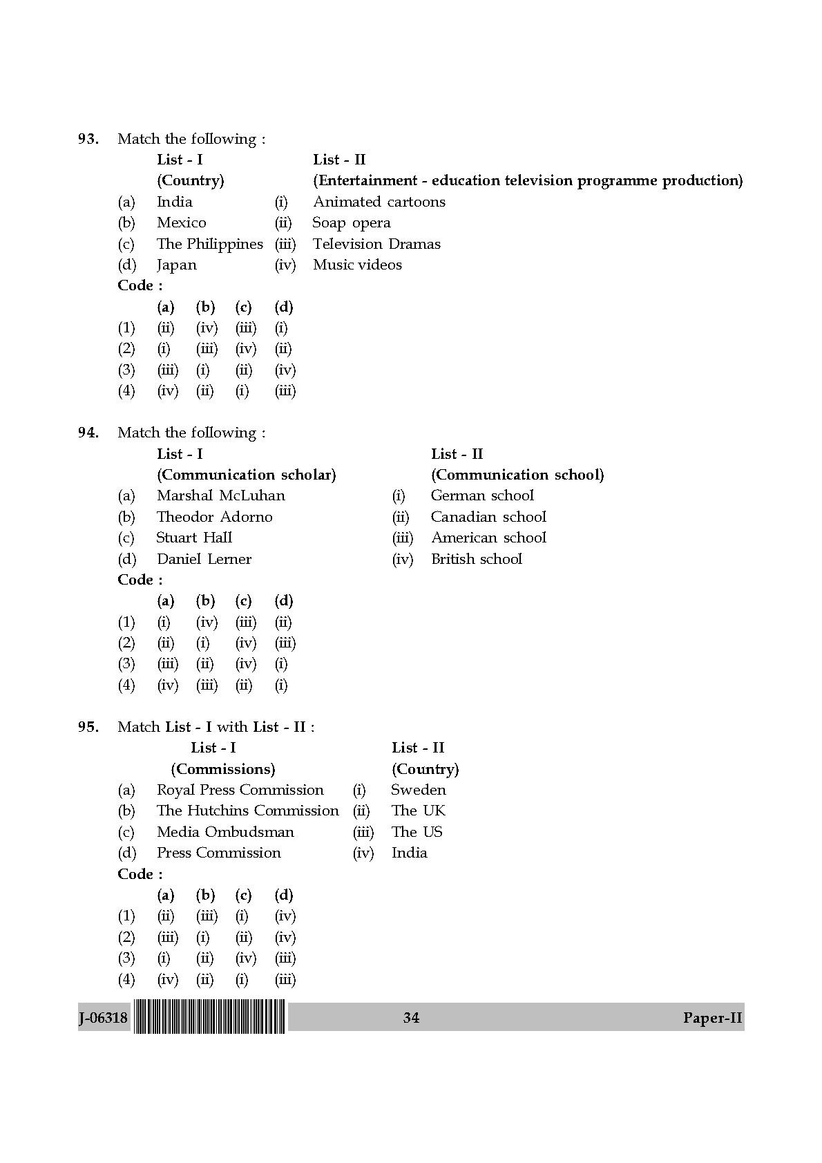 Mass Communication And Journalism Paper II July 2018 in English 18