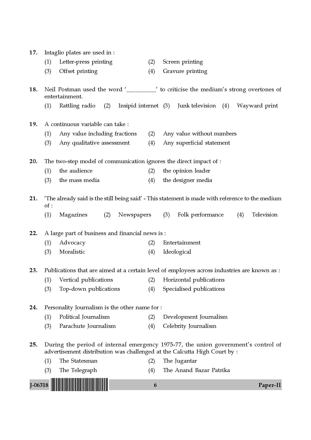 Mass Communication And Journalism Paper II July 2018 in English 4