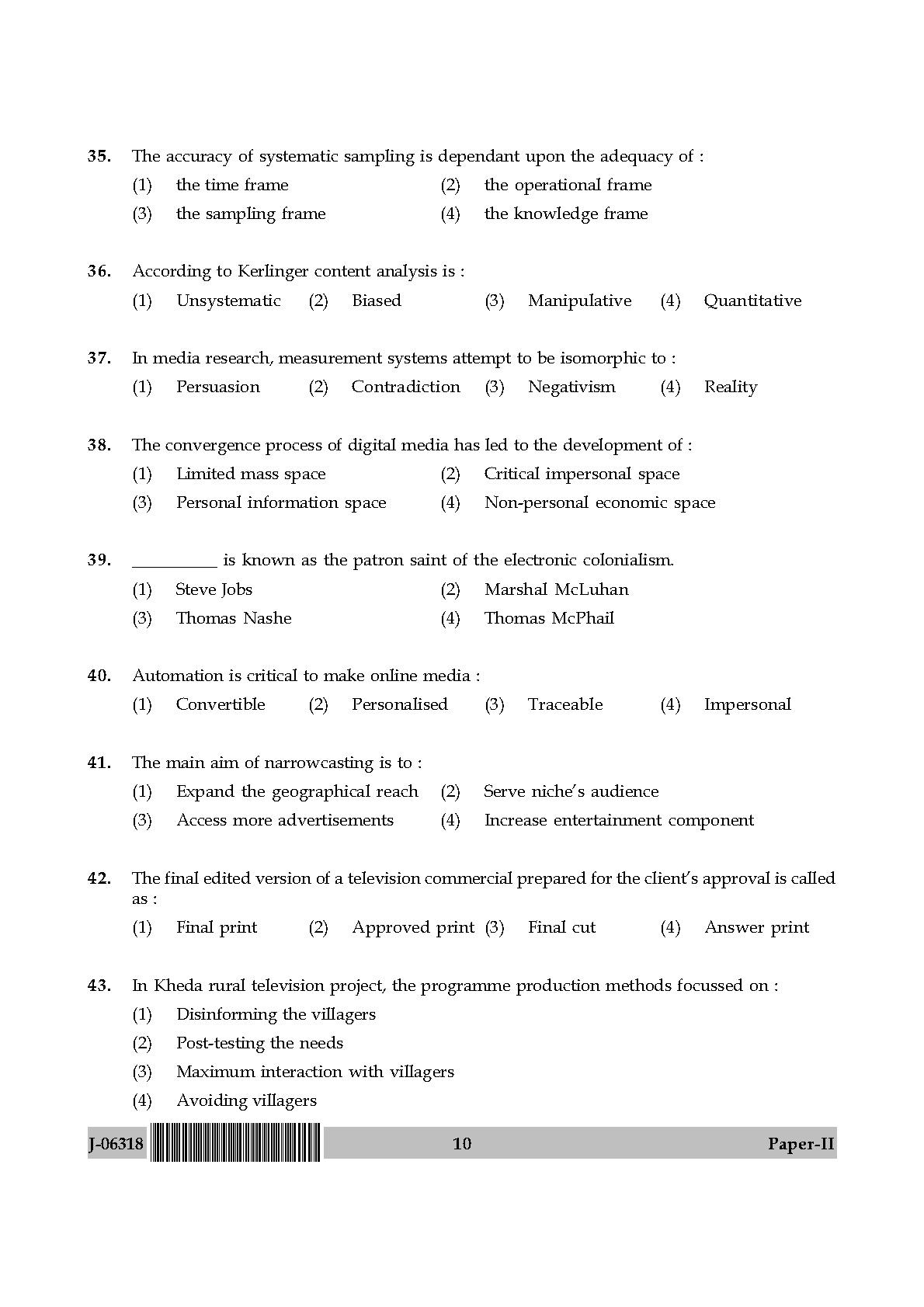 Mass Communication And Journalism Paper II July 2018 in English 6