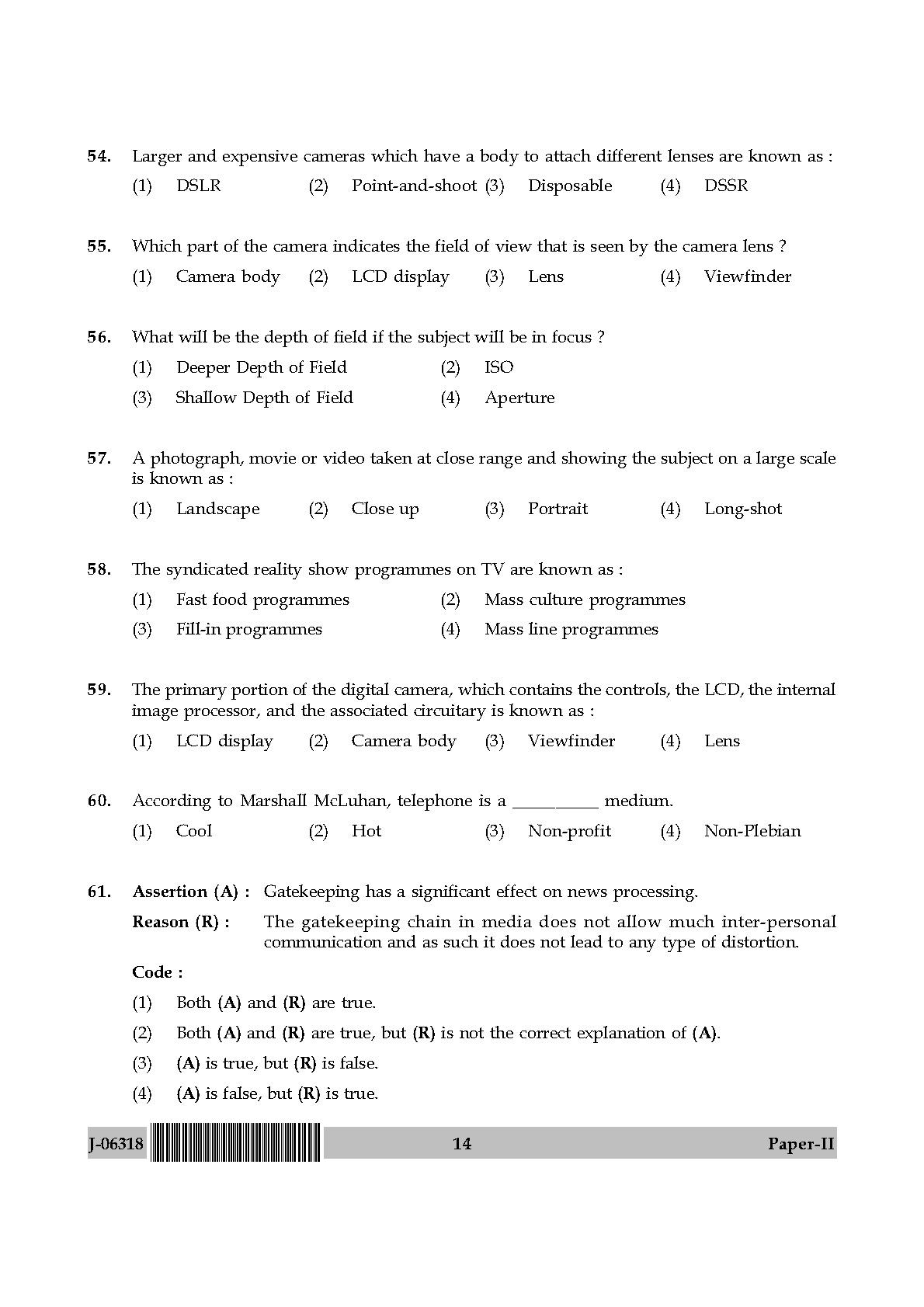 Mass Communication And Journalism Paper II July 2018 in English 8