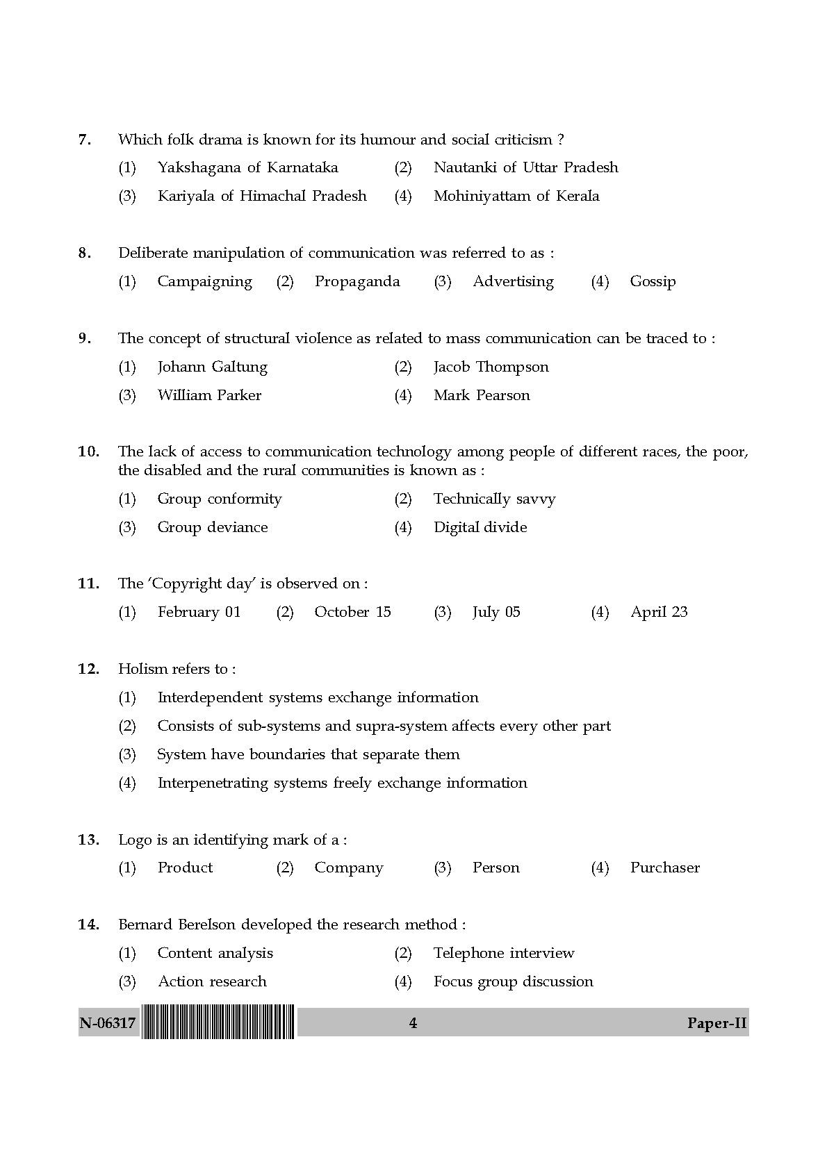 Mass Communication And Journalism Paper II November 2017 in English 3