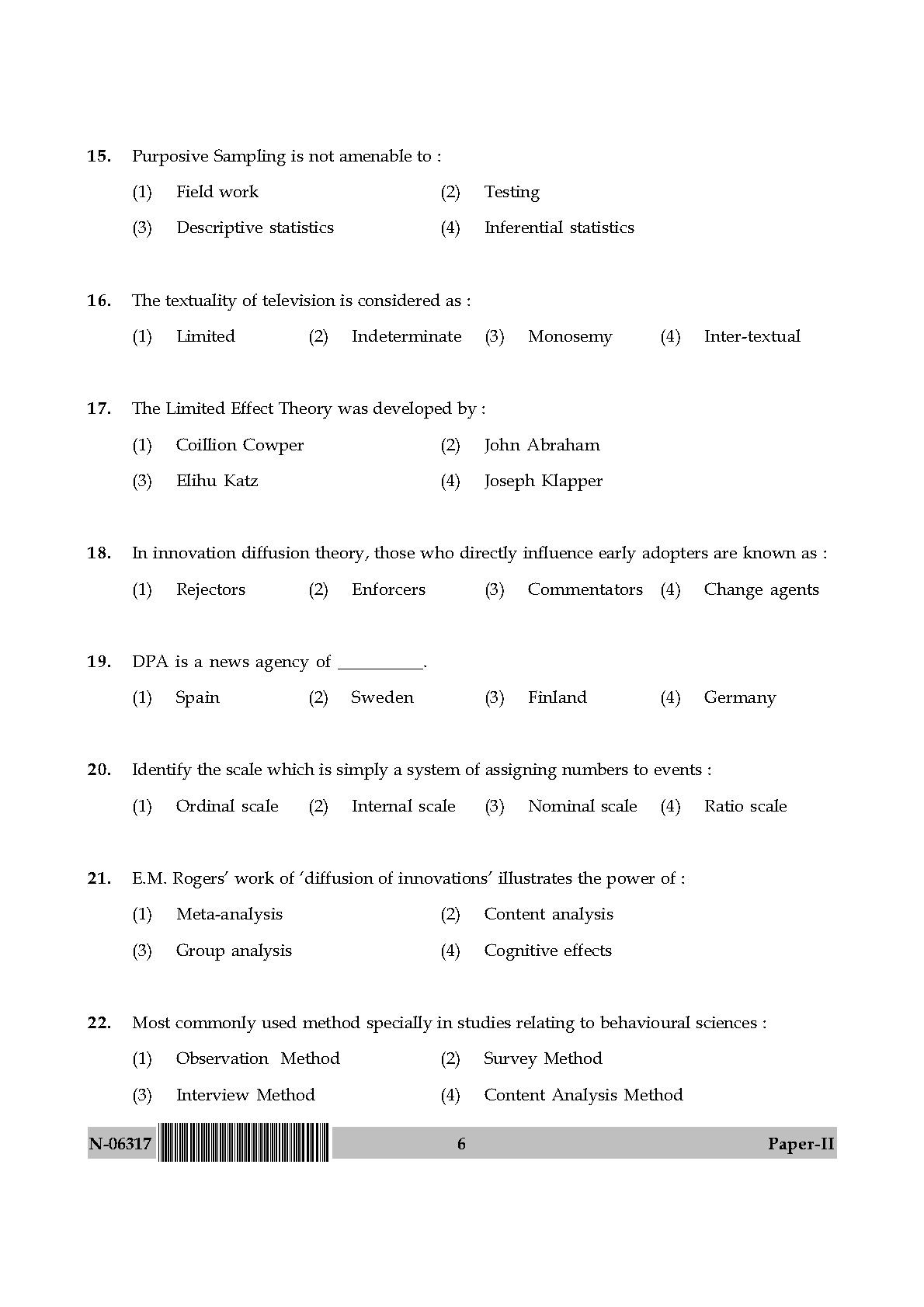 Mass Communication And Journalism Paper II November 2017 in English 4