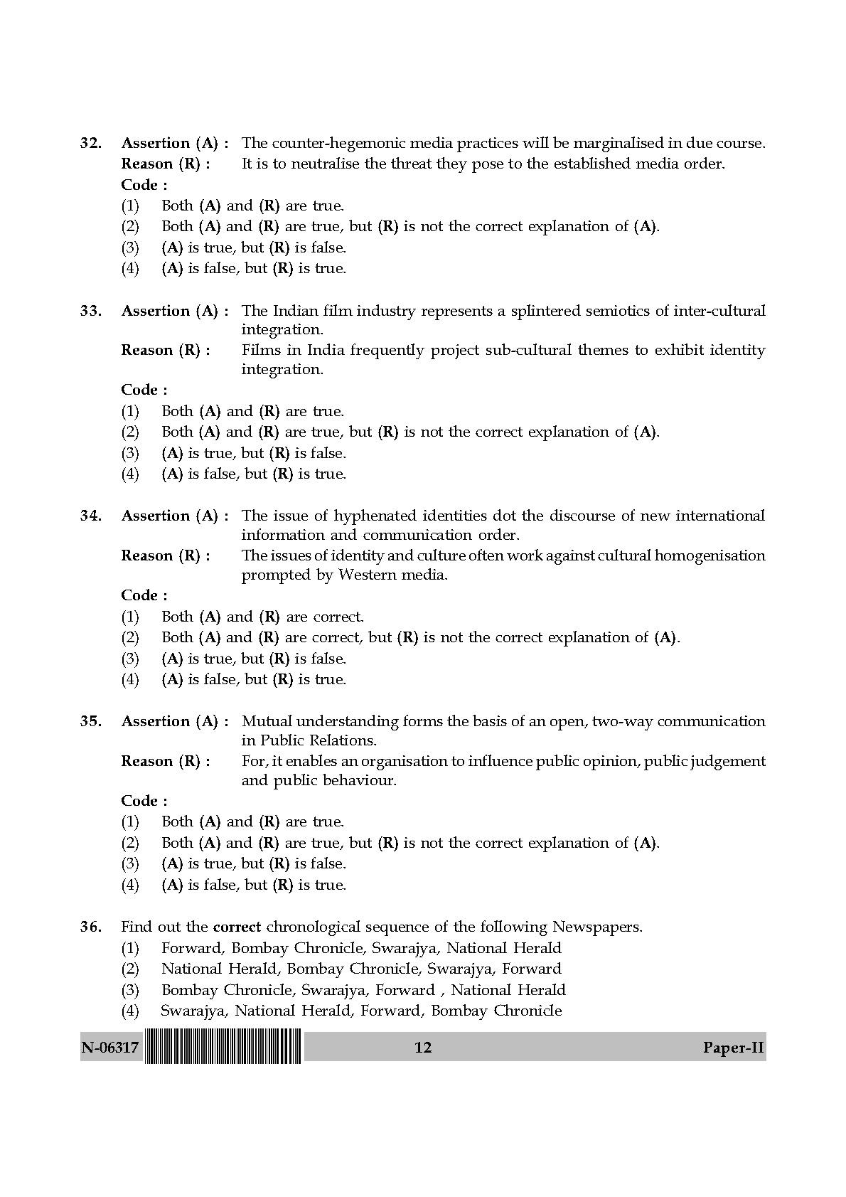 Mass Communication And Journalism Paper II November 2017 in English 7