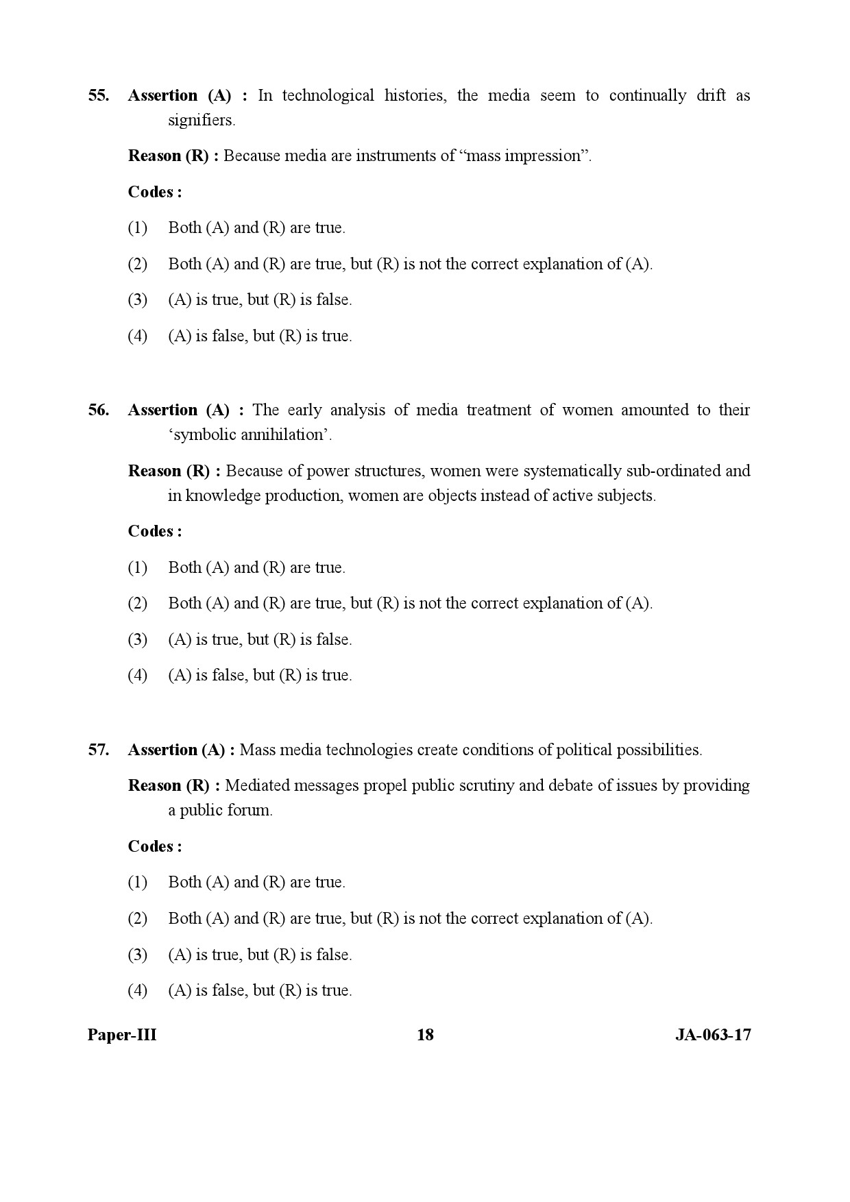 Mass Communication And Journalism Paper III January 2017 in English 10