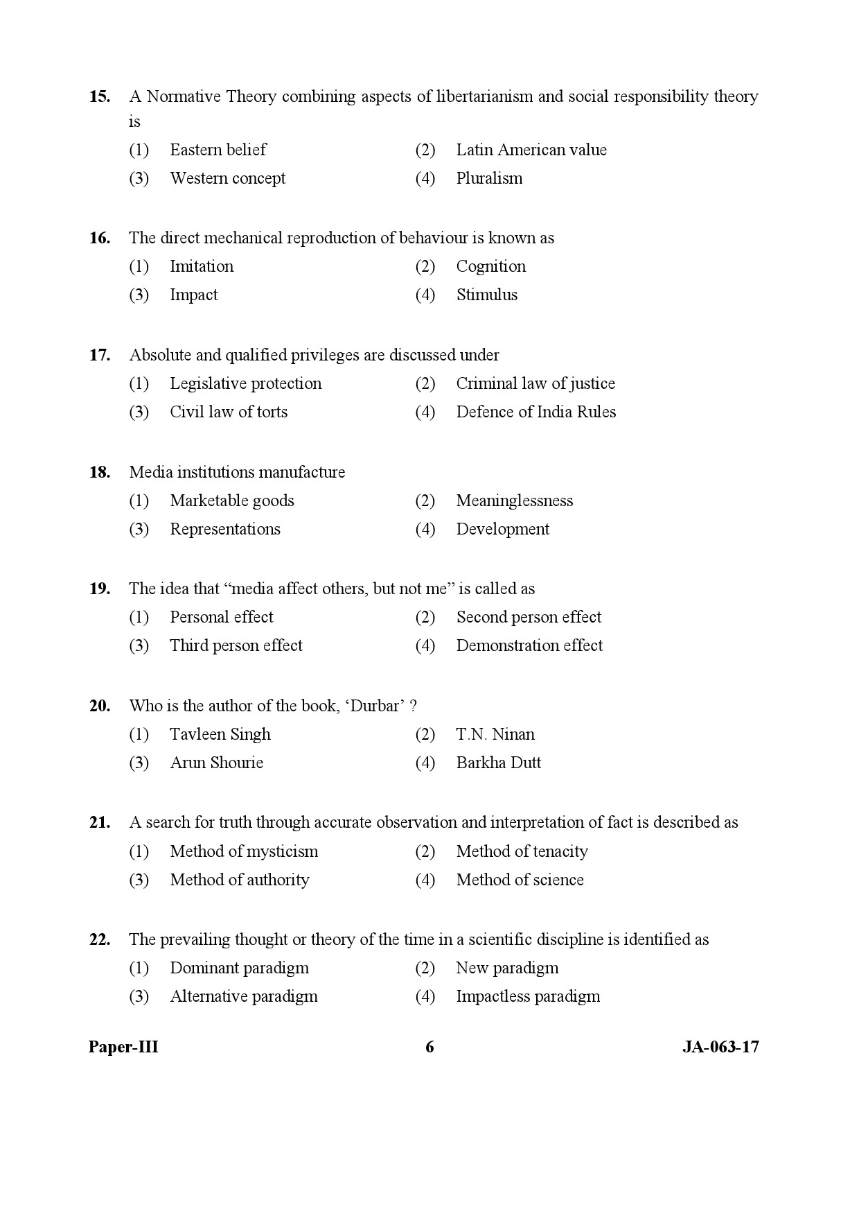 Mass Communication And Journalism Paper III January 2017 in English 4