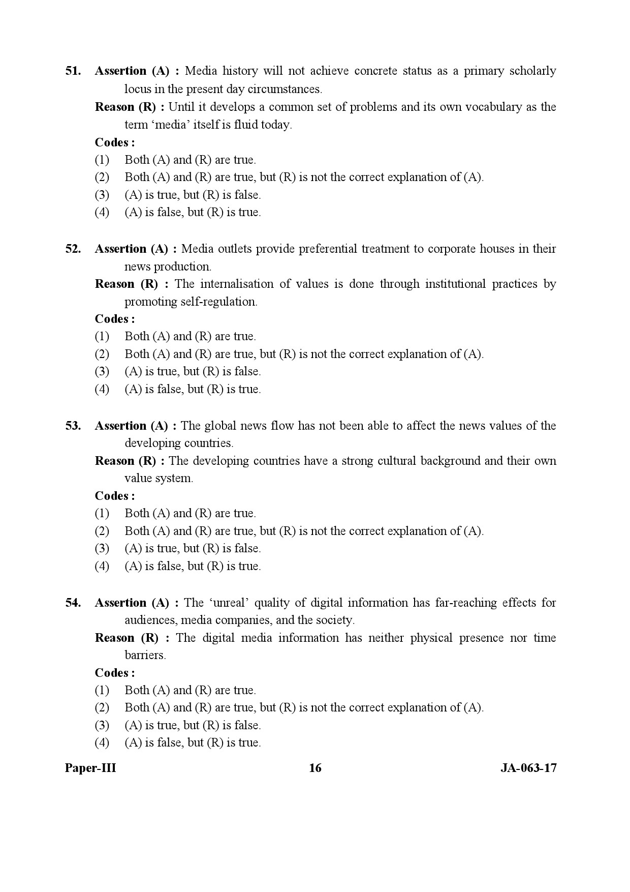 Mass Communication And Journalism Paper III January 2017 in English 9