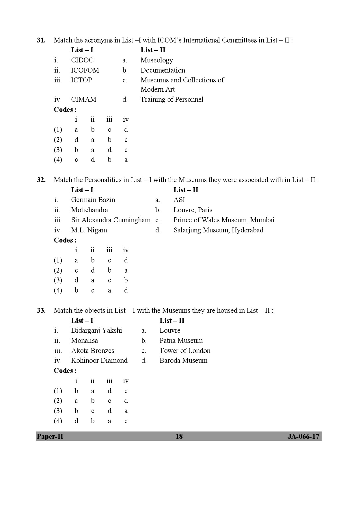 Museology and Conservation Paper II January 2017 in English 10