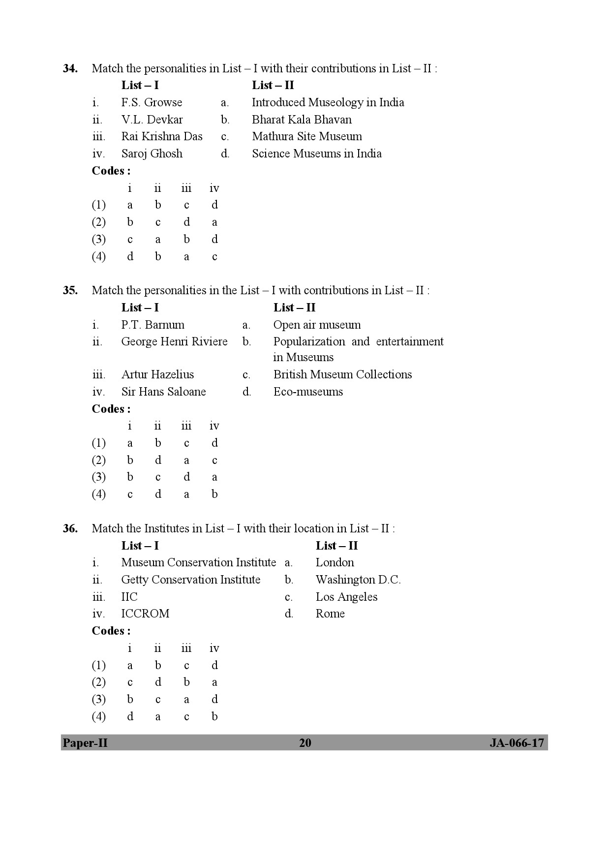 Museology and Conservation Paper II January 2017 in English 11