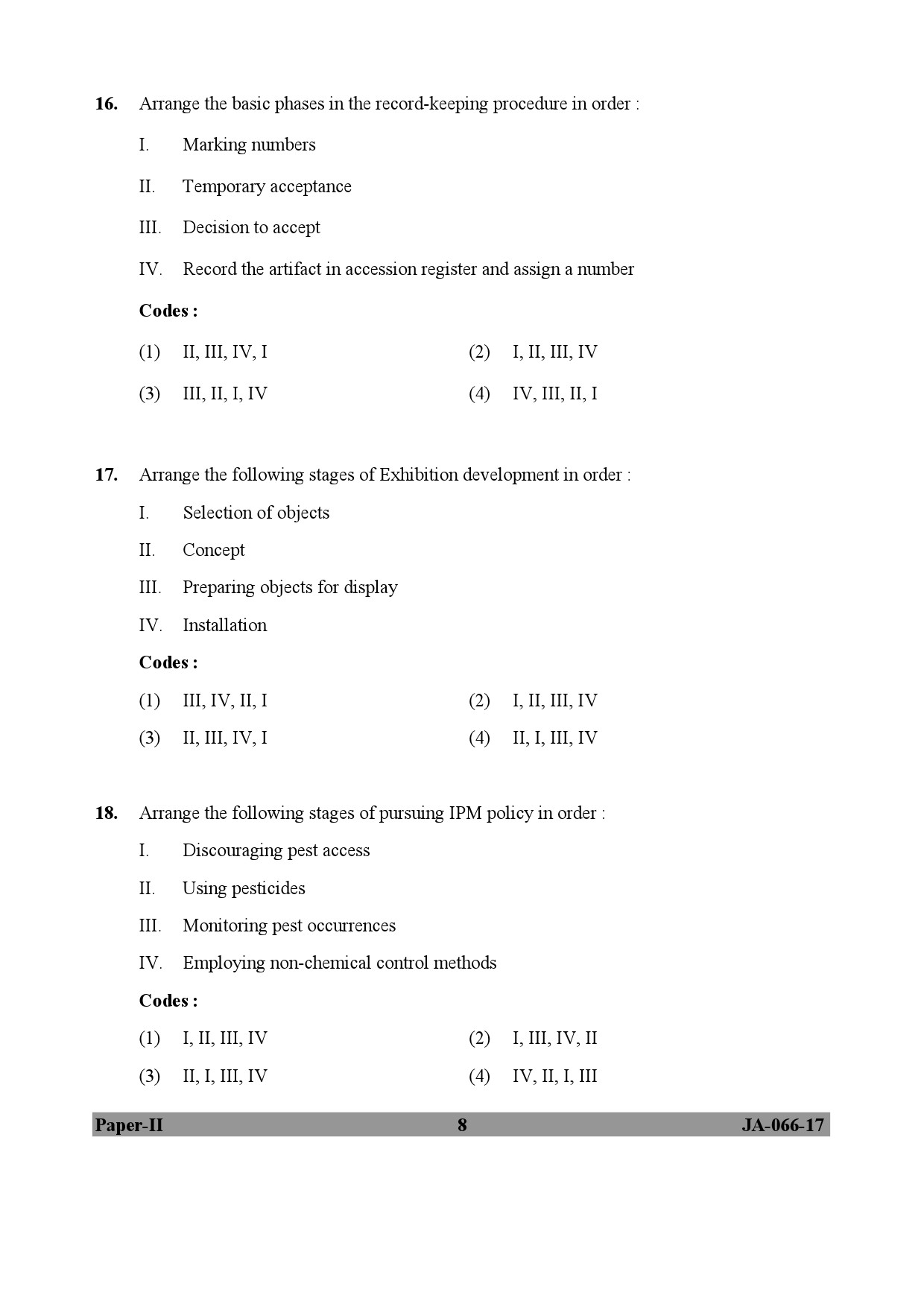 Museology and Conservation Paper II January 2017 in English 5