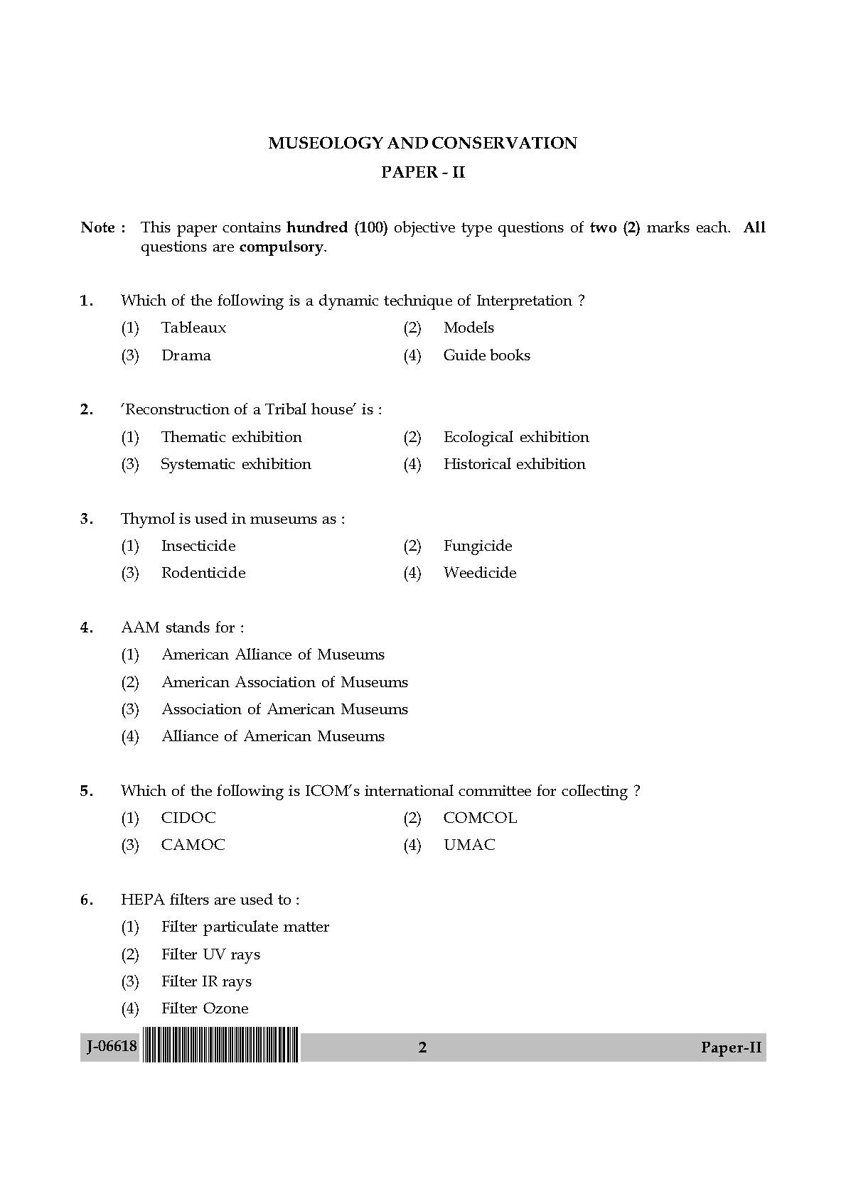 Museology and Conservation Paper II July 2018 in English 2