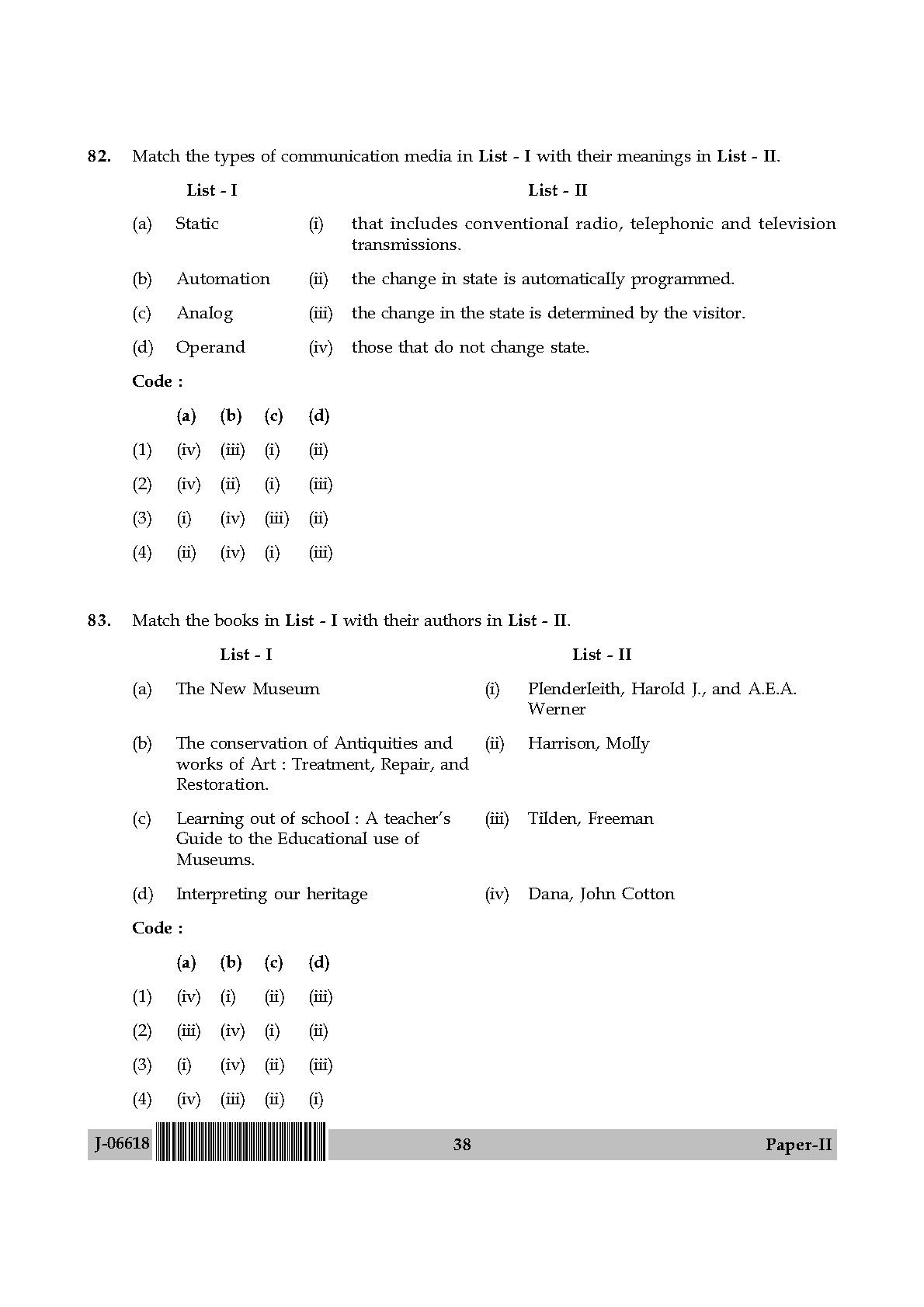 Museology and Conservation Paper II July 2018 in English 20