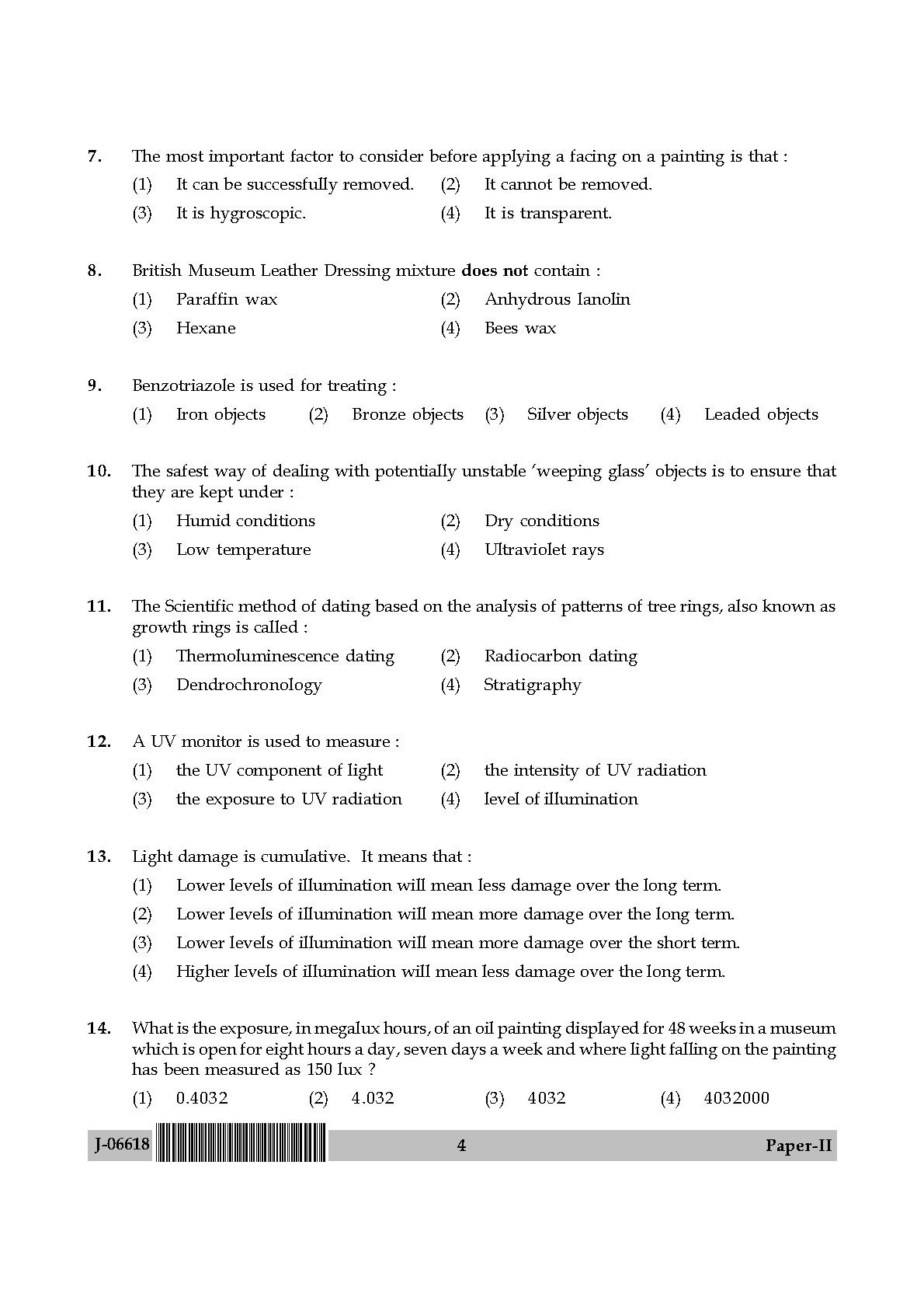 Museology and Conservation Paper II July 2018 in English 3