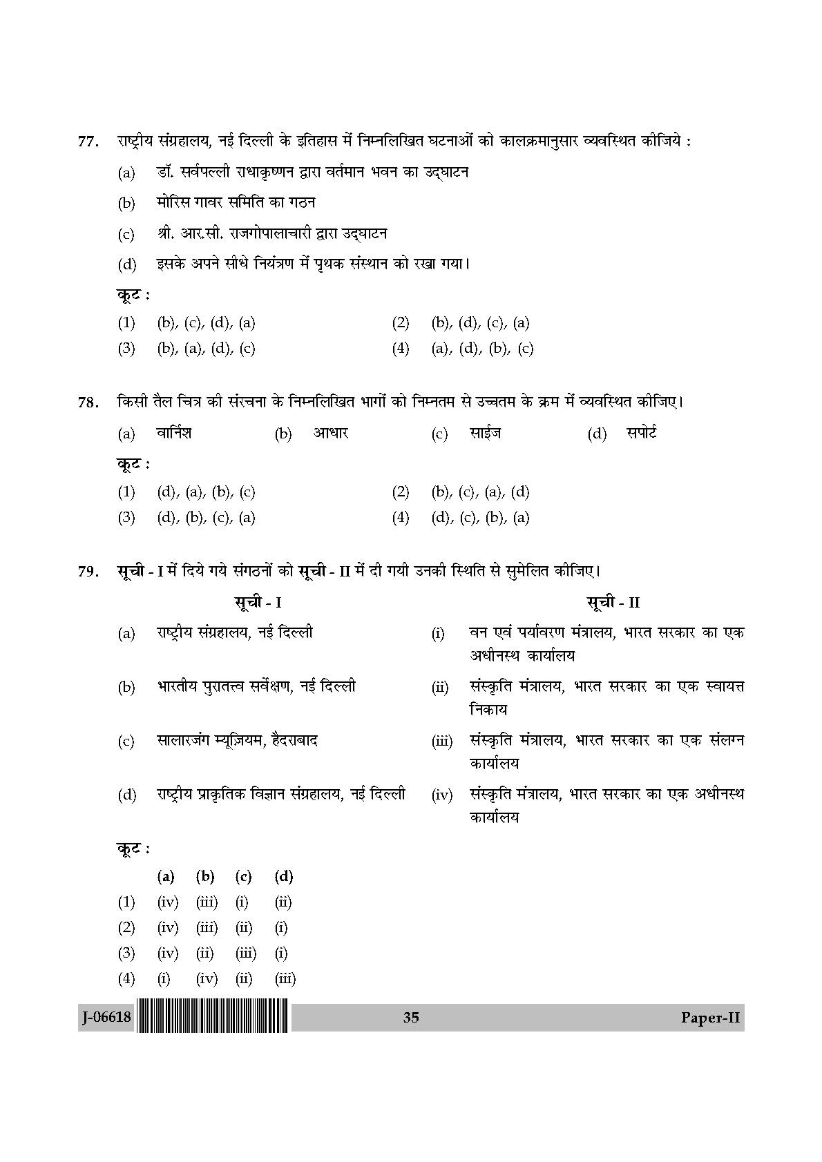 Museology and Conservation Paper II July 2018 in Hindi 17