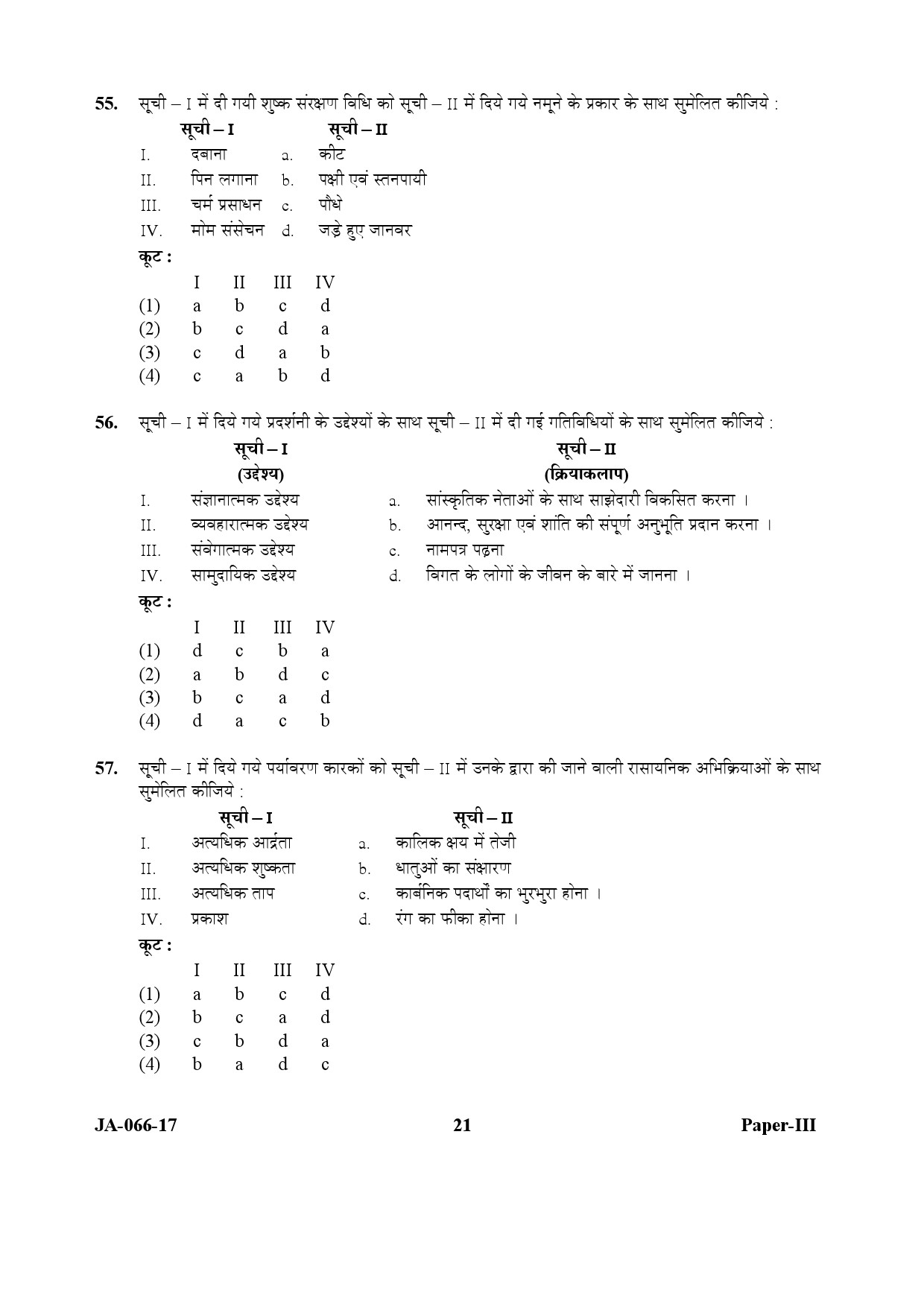 Museology and Conservation Paper III January 2017 in Hindi 10