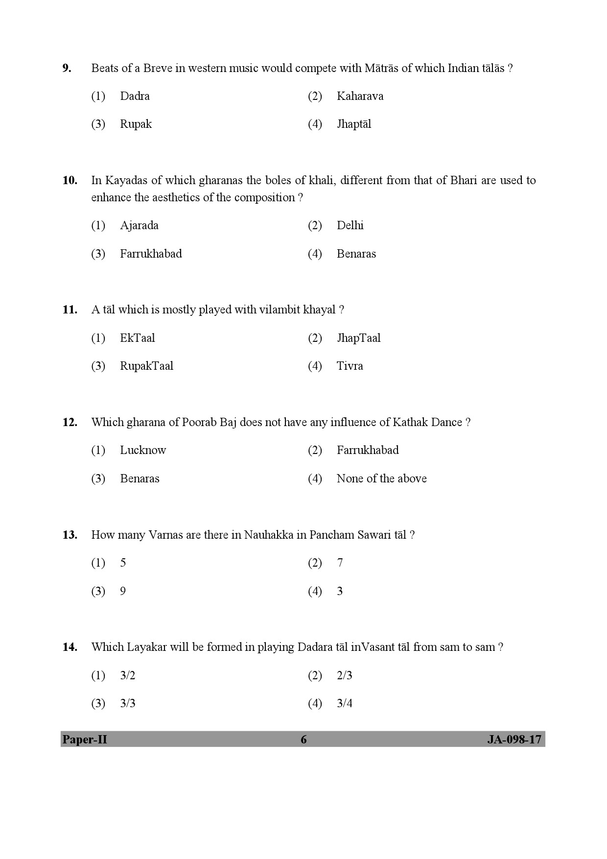 Percussion Instruments Paper II January 2017 in English 4