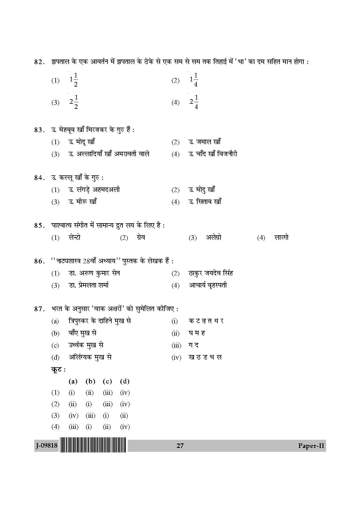 Percussion Instruments Paper II July 2018 in Hindi 13