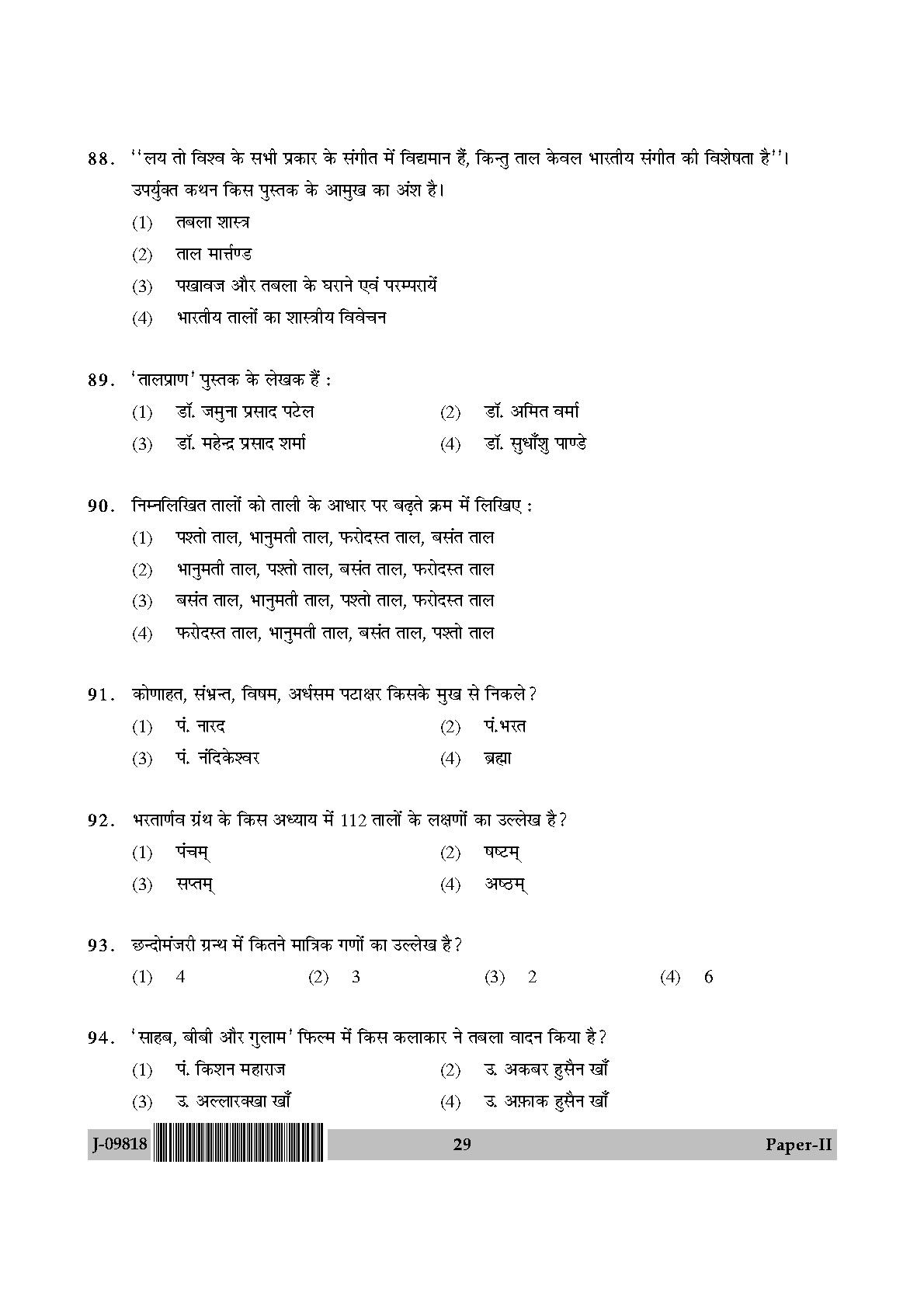 Percussion Instruments Paper II July 2018 in Hindi 14