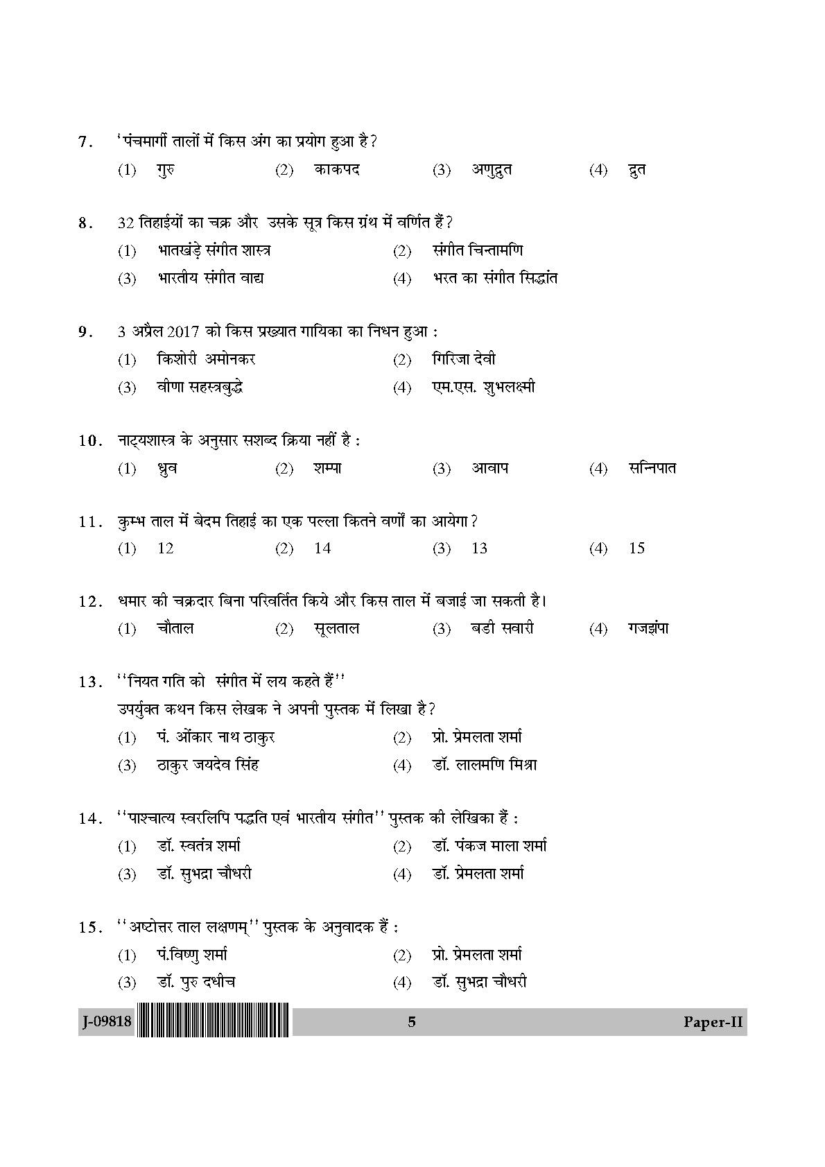 Percussion Instruments Paper II July 2018 in Hindi 2