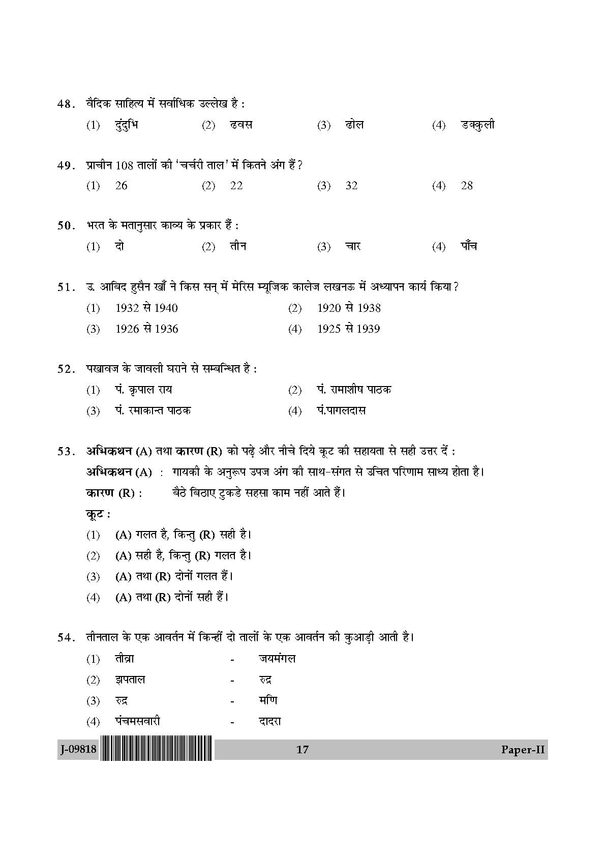 Percussion Instruments Paper II July 2018 in Hindi 8