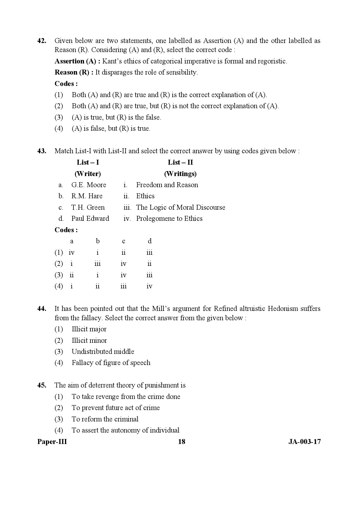 Philosophy Paper III January 2017 in English 10