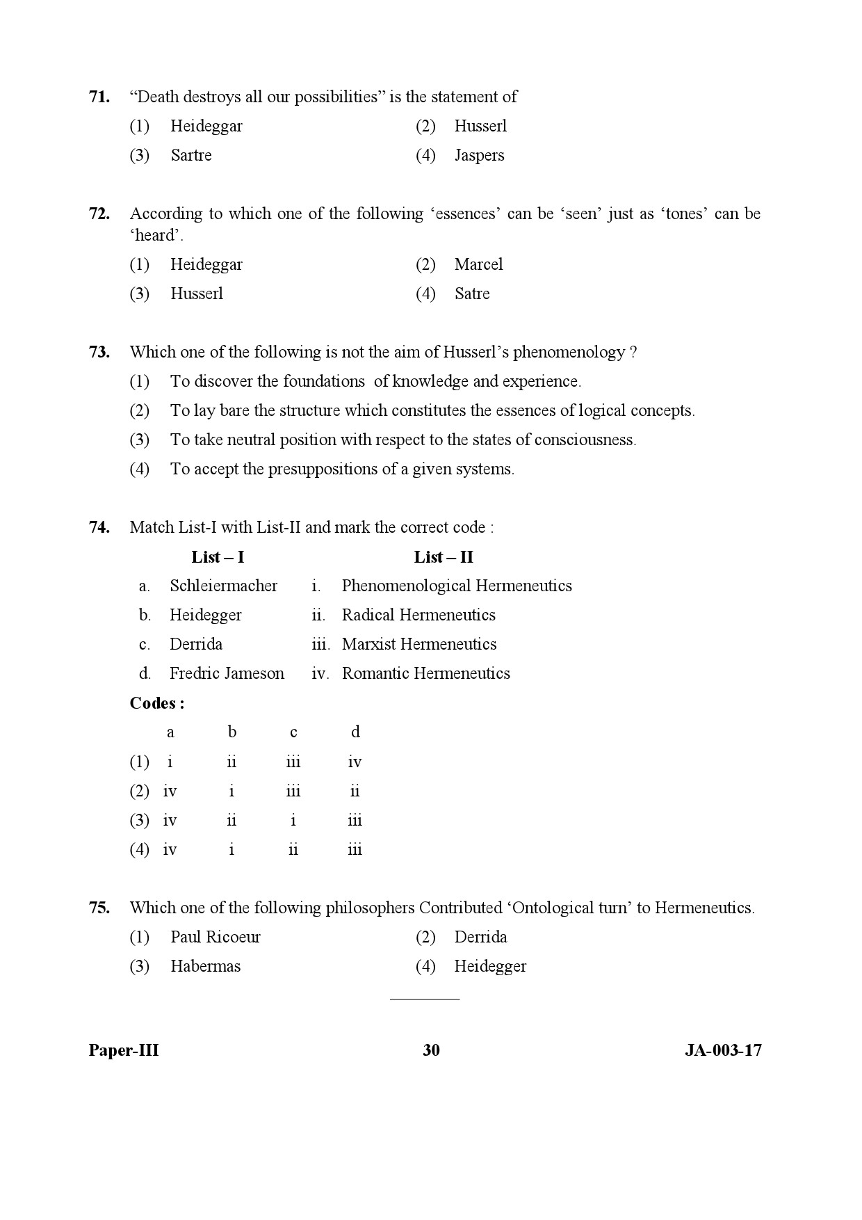 Philosophy Paper III January 2017 in English 16