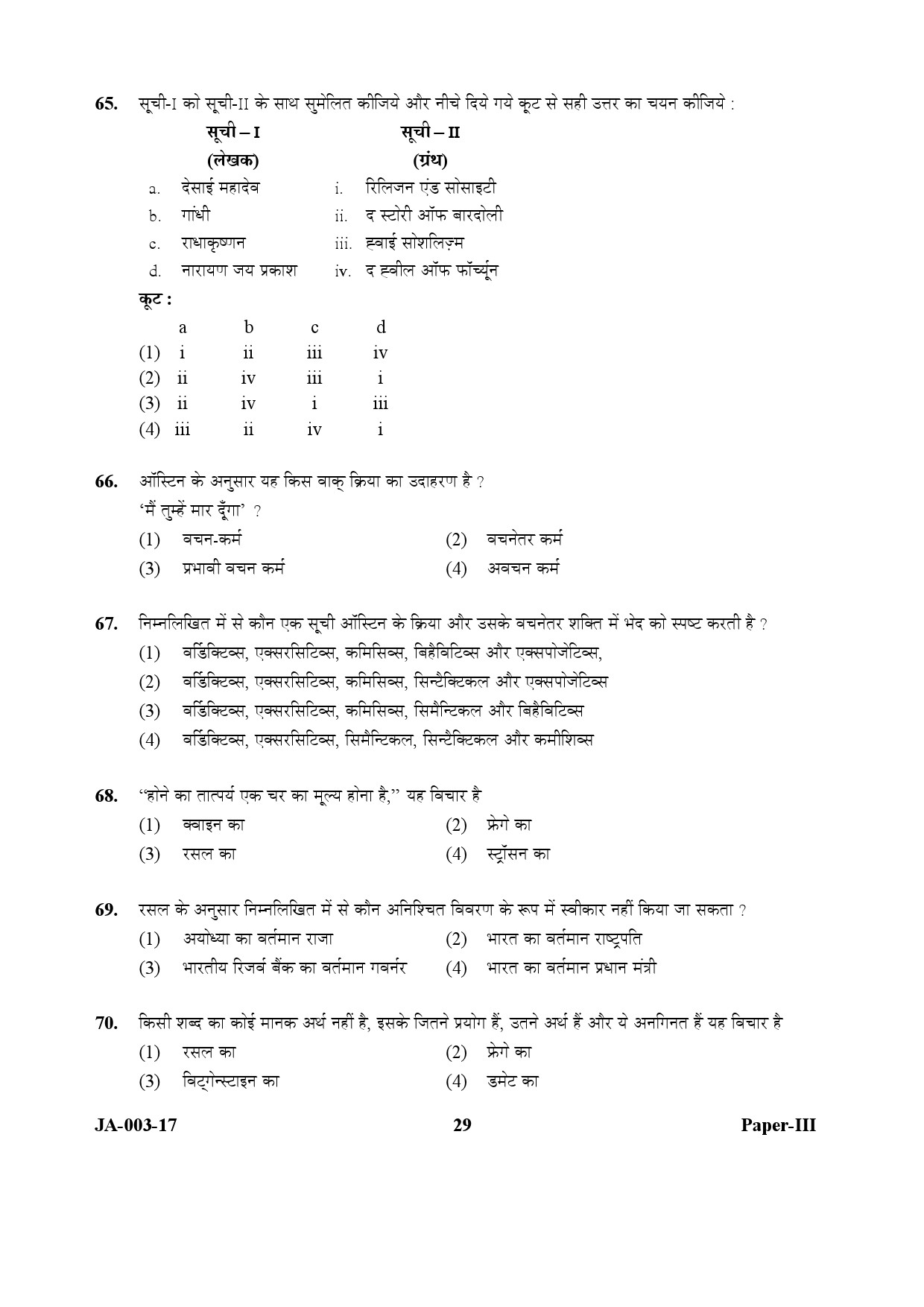 Philosophy Paper III January 2017 in Hindi 14