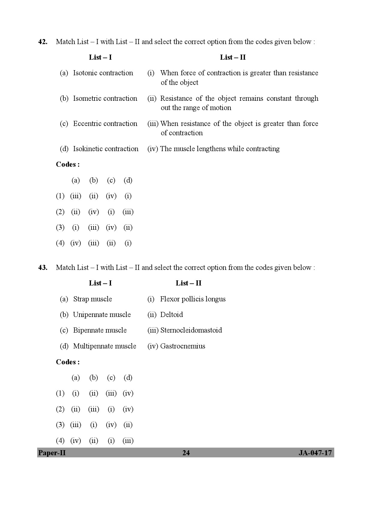 Physical Education Paper II January 2017 in English 13