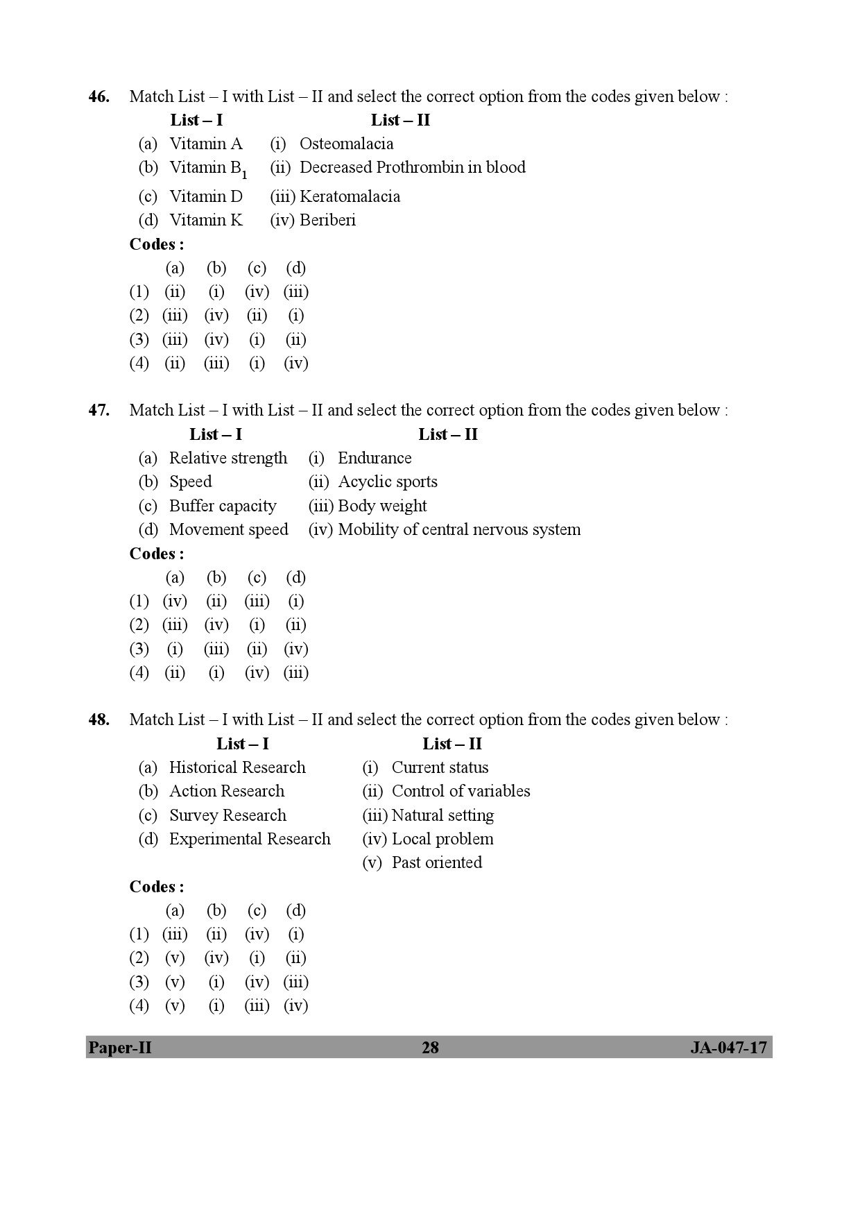 Physical Education Paper II January 2017 in English 15