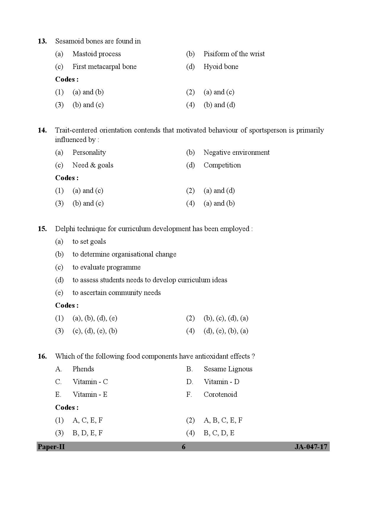 Physical Education Paper II January 2017 in English 4