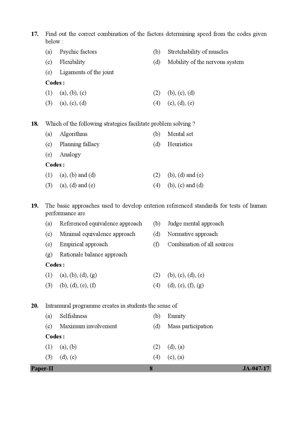 Physical Education Paper II January 2017 in English 5