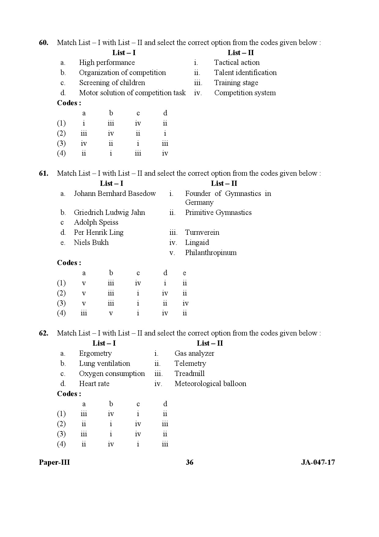 Physical Education Paper III January 2017 in English 19