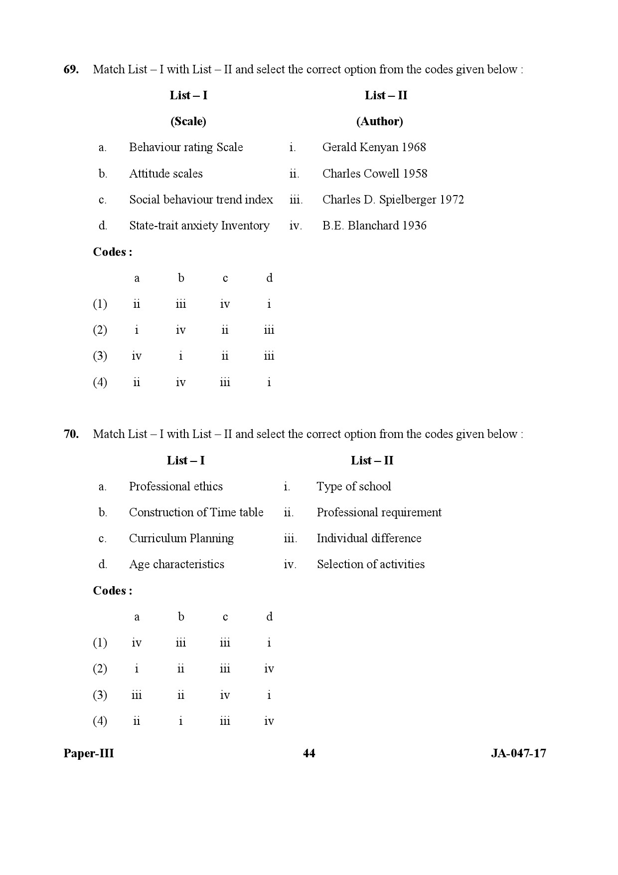 Physical Education Paper III January 2017 in English 23