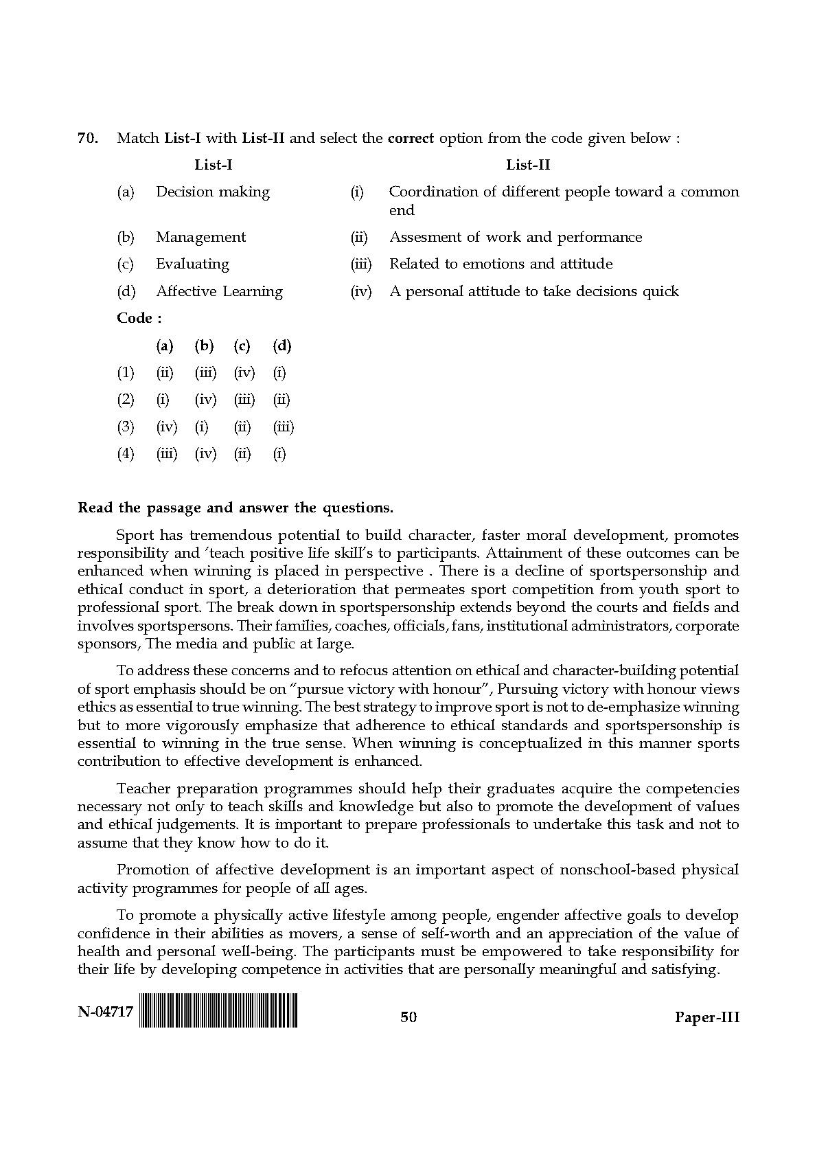 Physical Education Paper III November 2017 in English 26