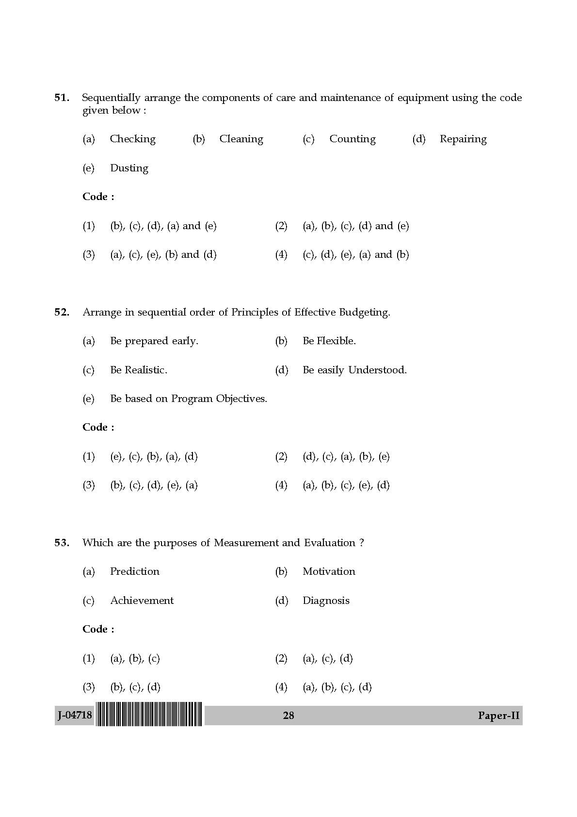 Physical Education Question Paper II July 2018 in English 15