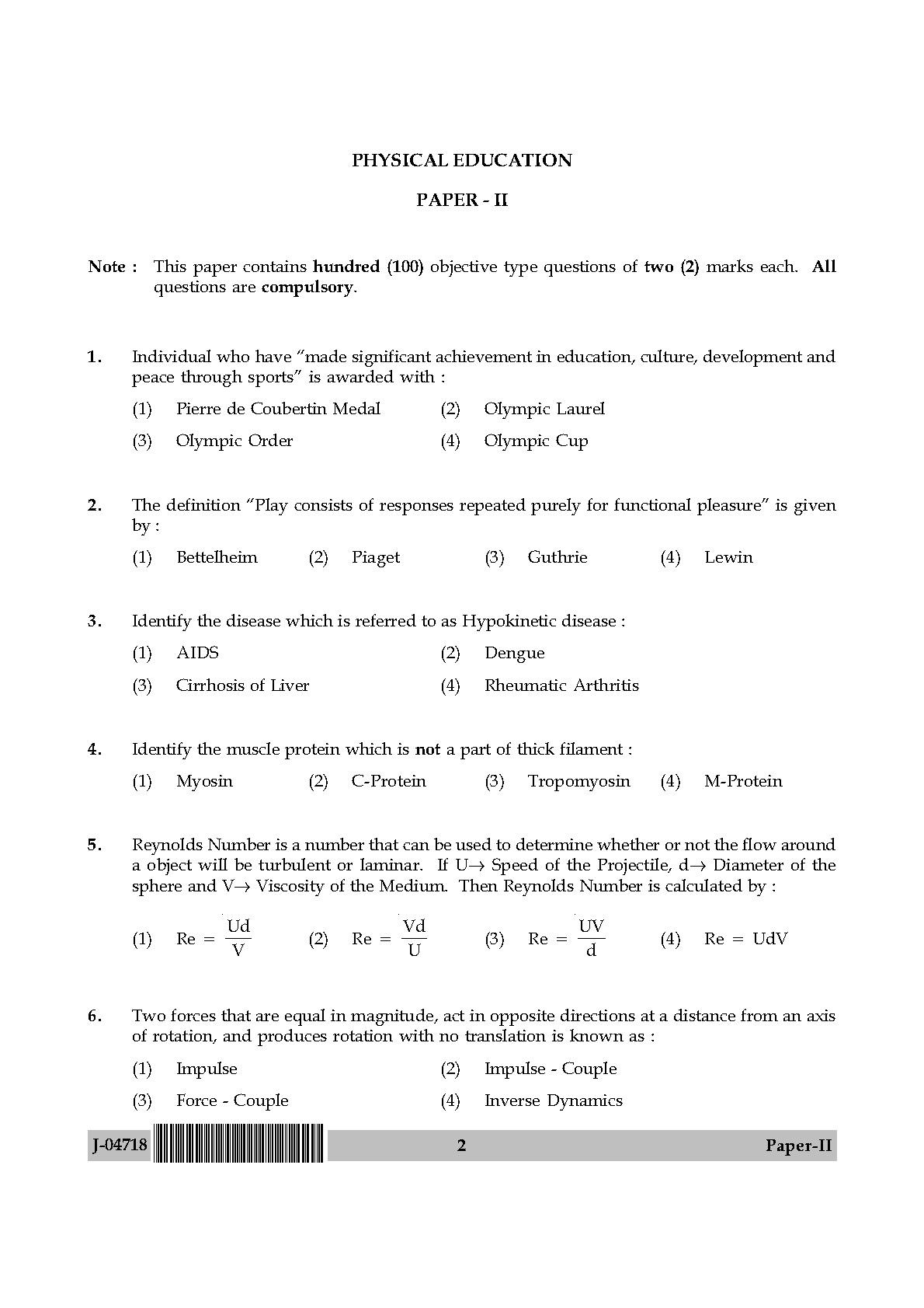 ugc net physical education solved question paper pdf