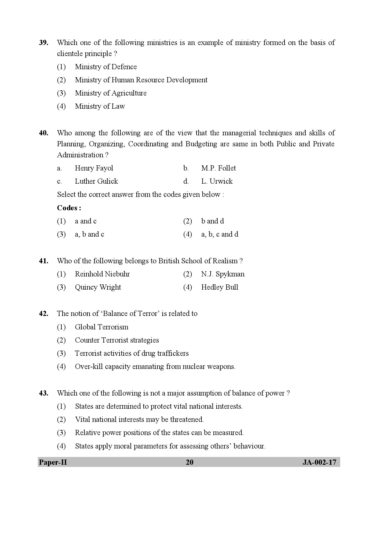 Political Science Paper II January 2017 in English 11