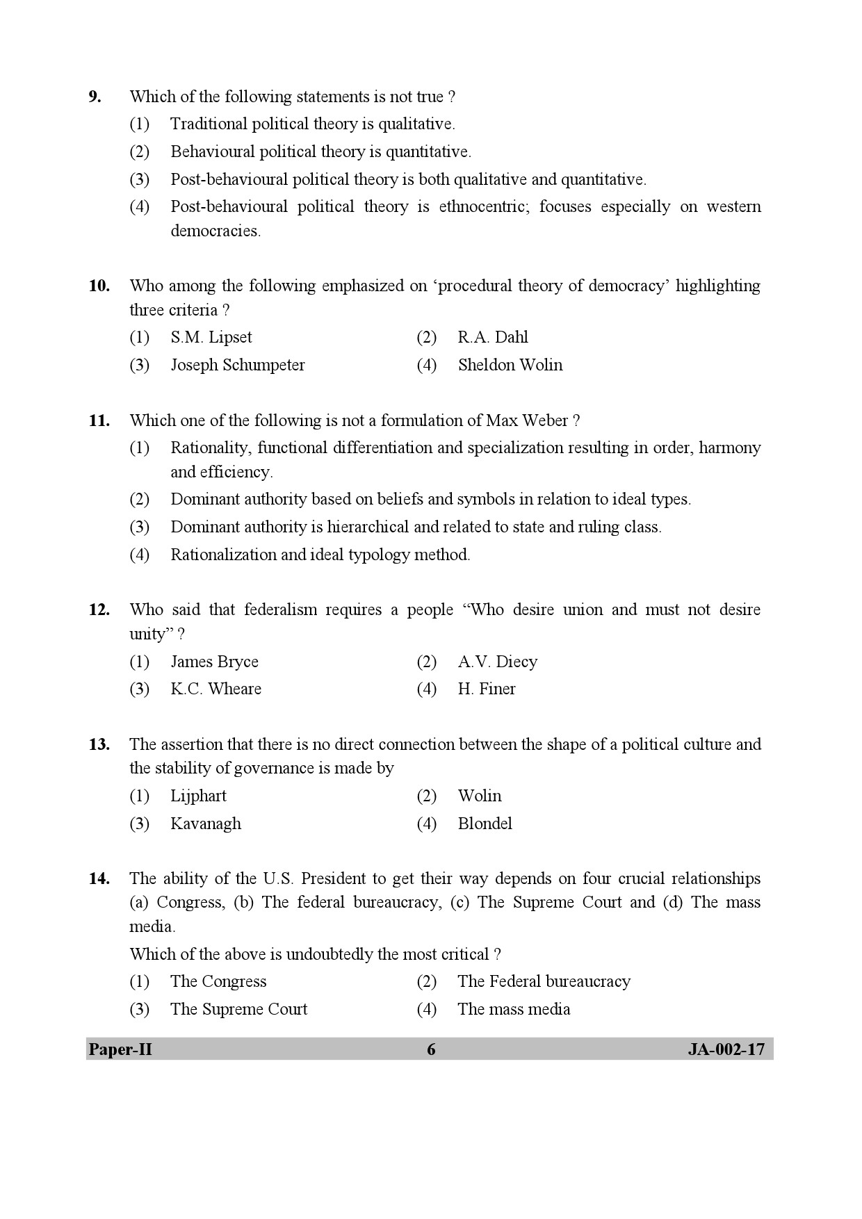 Political Science Paper II January 2017 in English 4