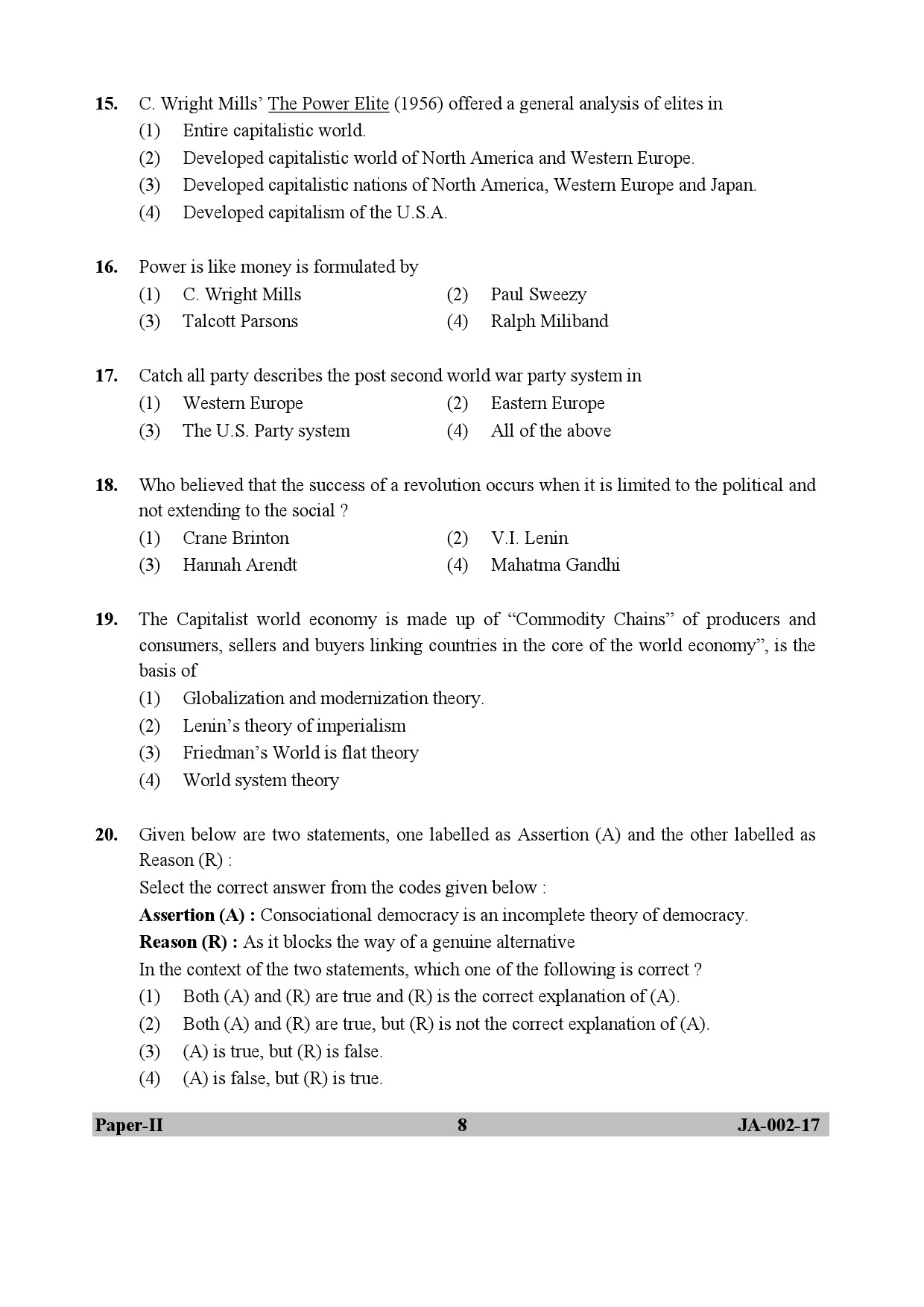 Political Science Paper II January 2017 in English 5