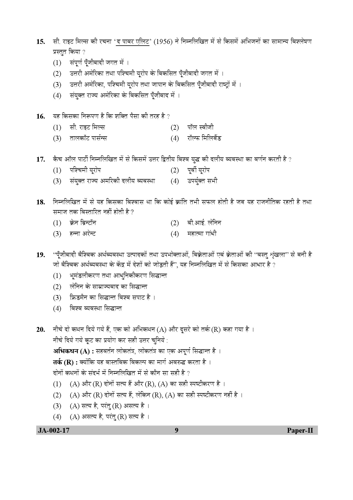 Political Science Paper II January 2017 in Hindi 4