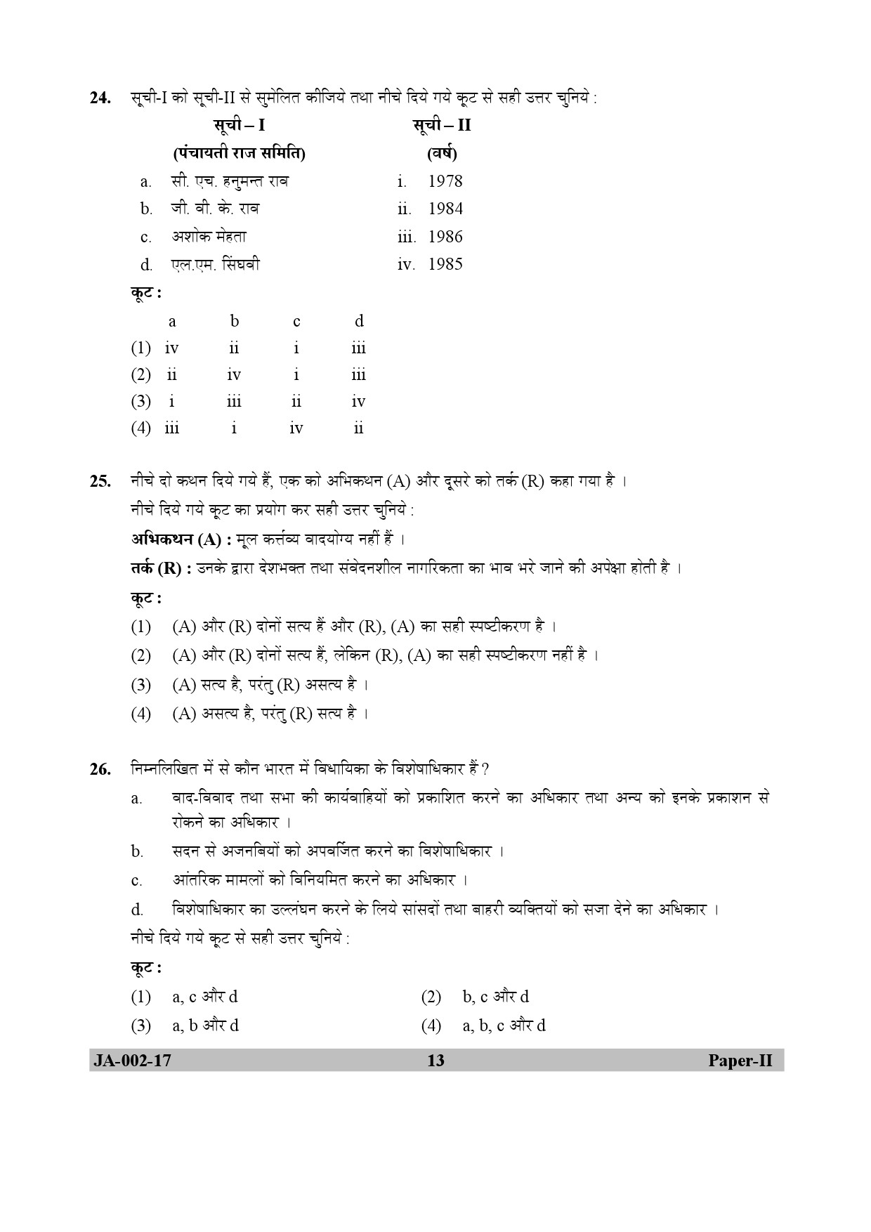 Political Science Paper II January 2017 in Hindi 6