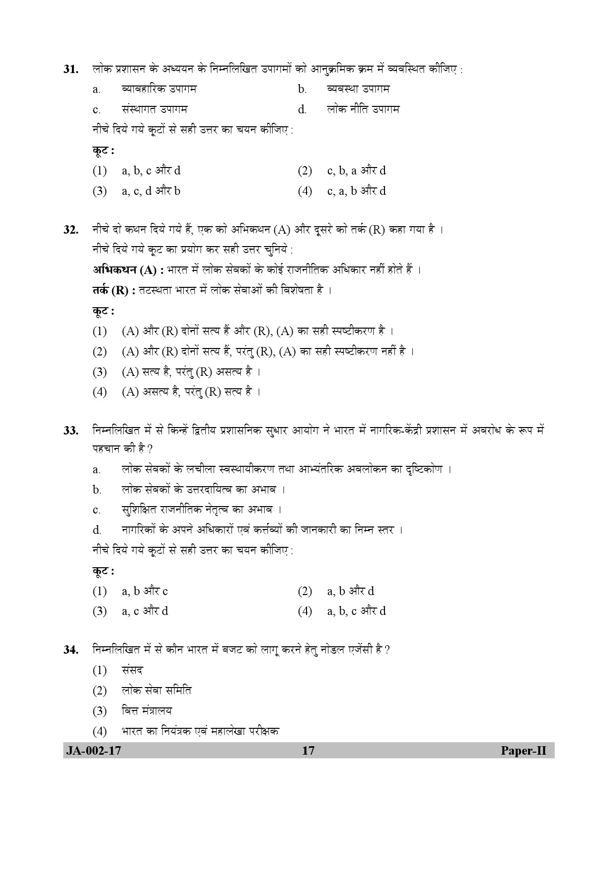 Political Science Paper II January 2017 in Hindi 8