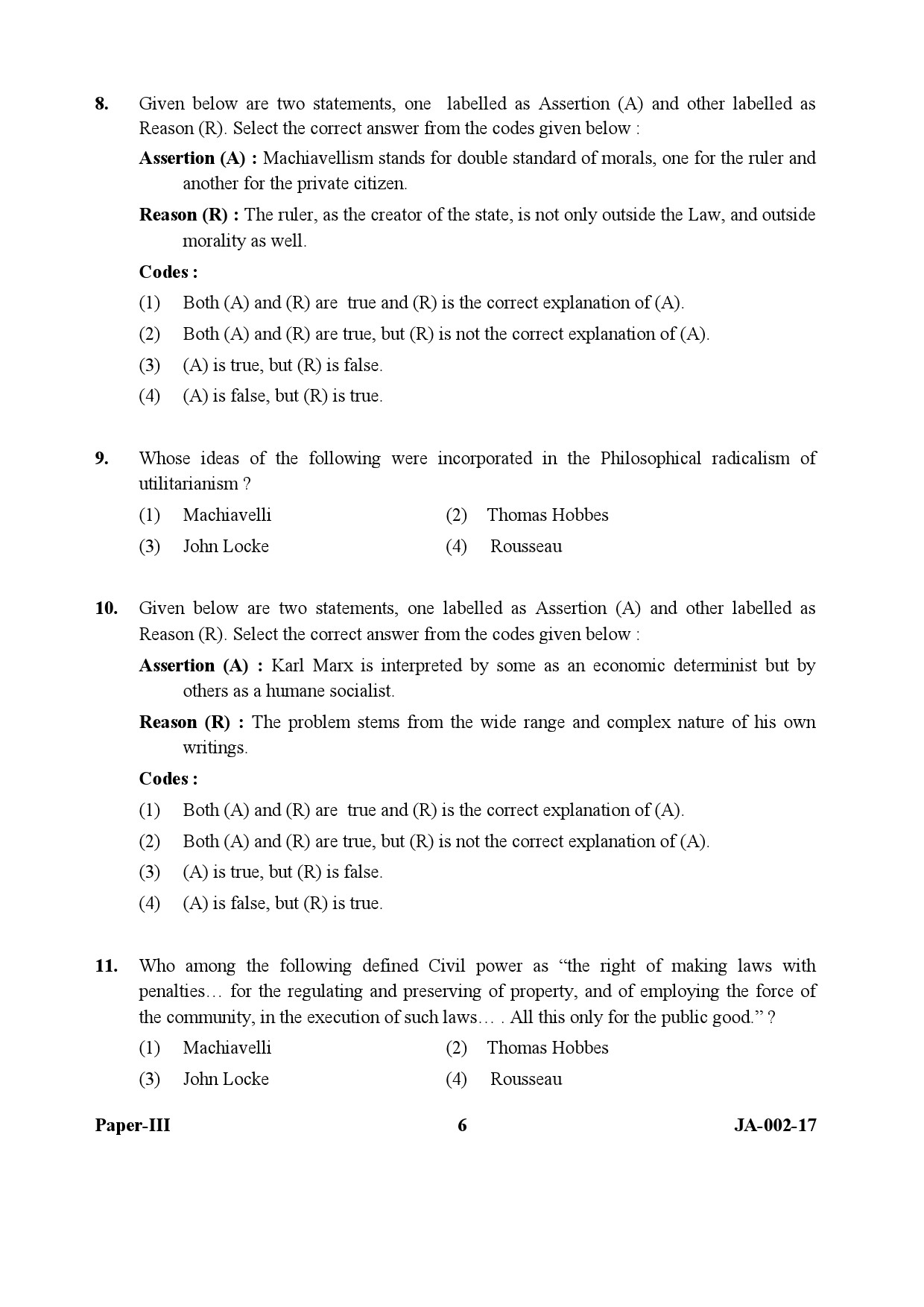 Political Science Paper III January 2017 in English 4