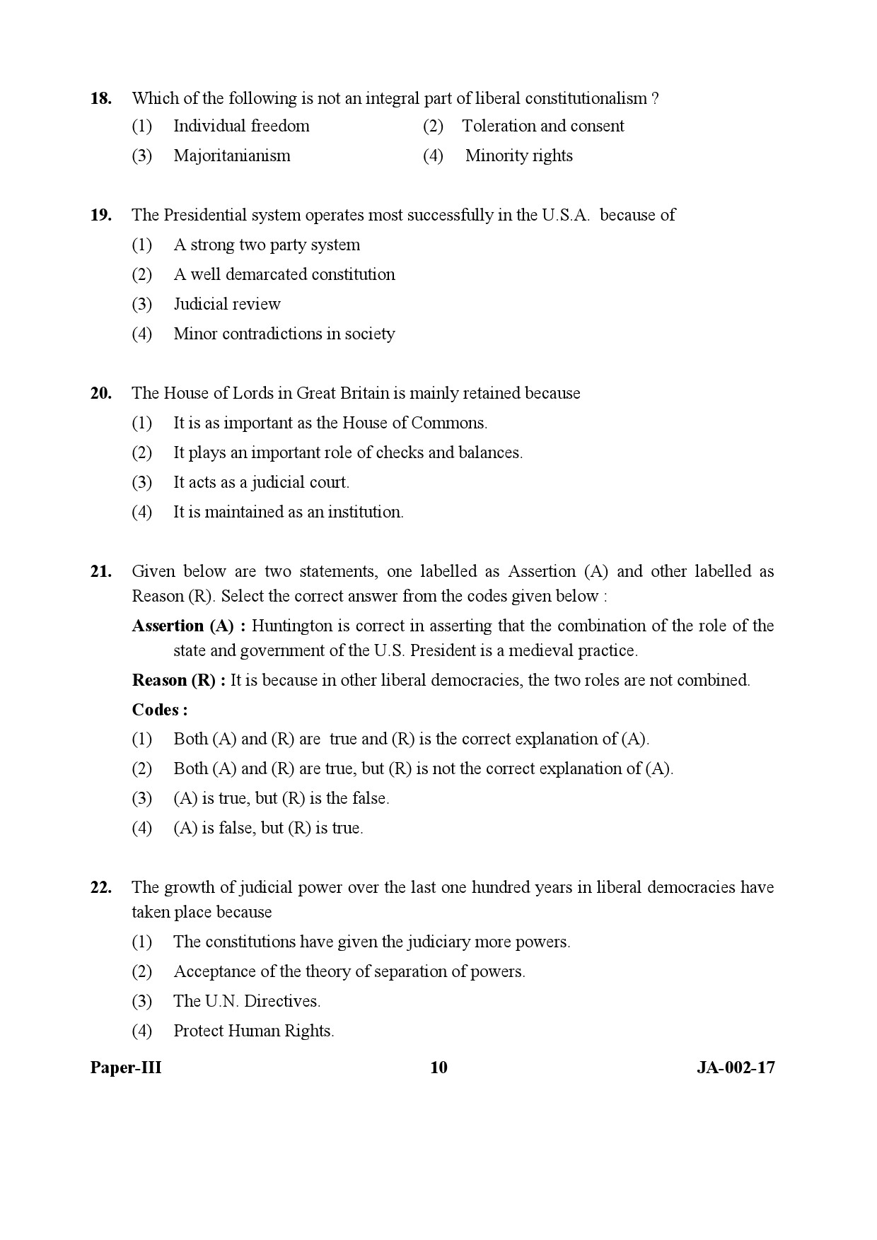 Political Science Paper III January 2017 in English 6