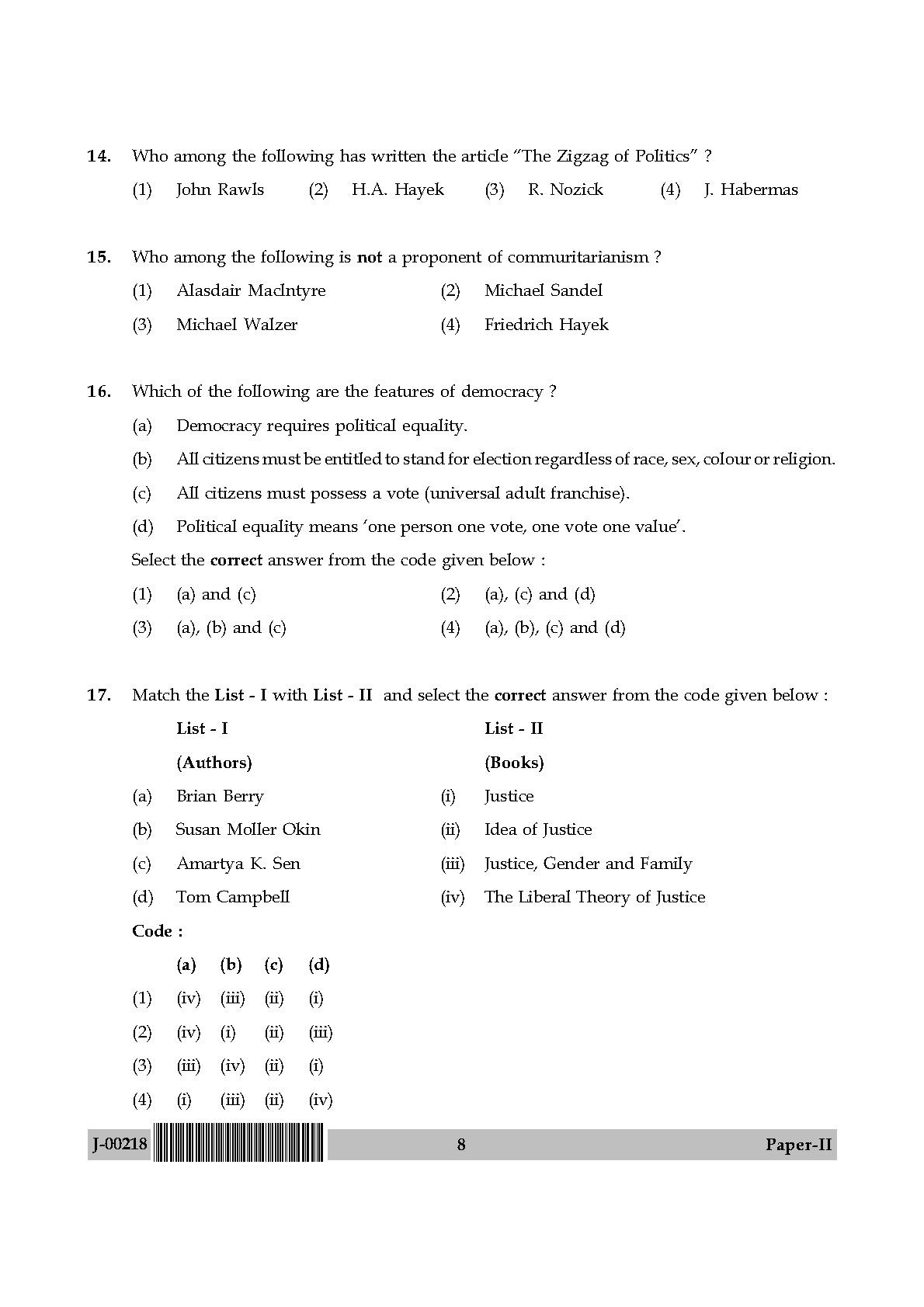 Political Science Question Paper II July 2018 in English 5