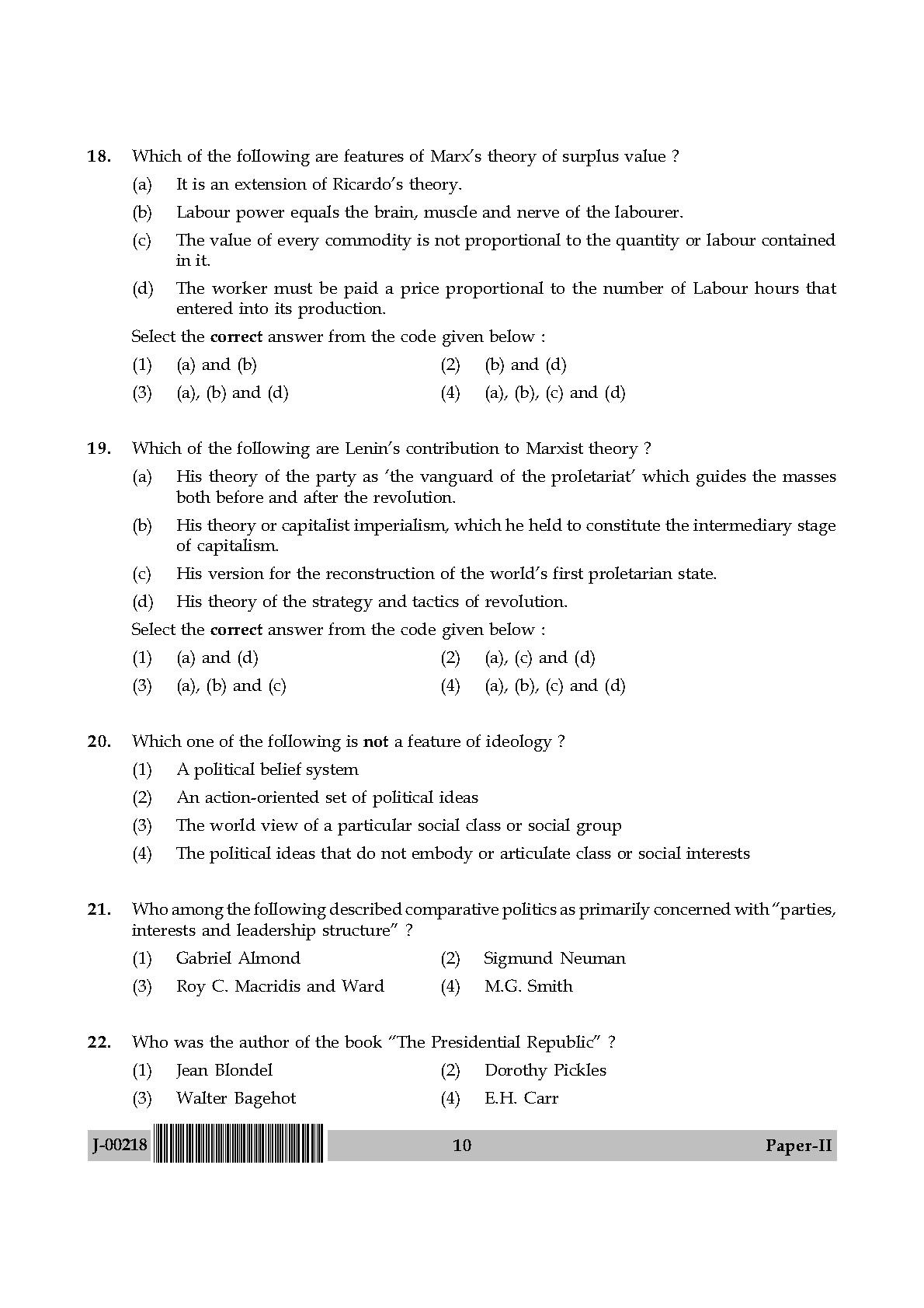 Political Science Question Paper II July 2018 in English 6