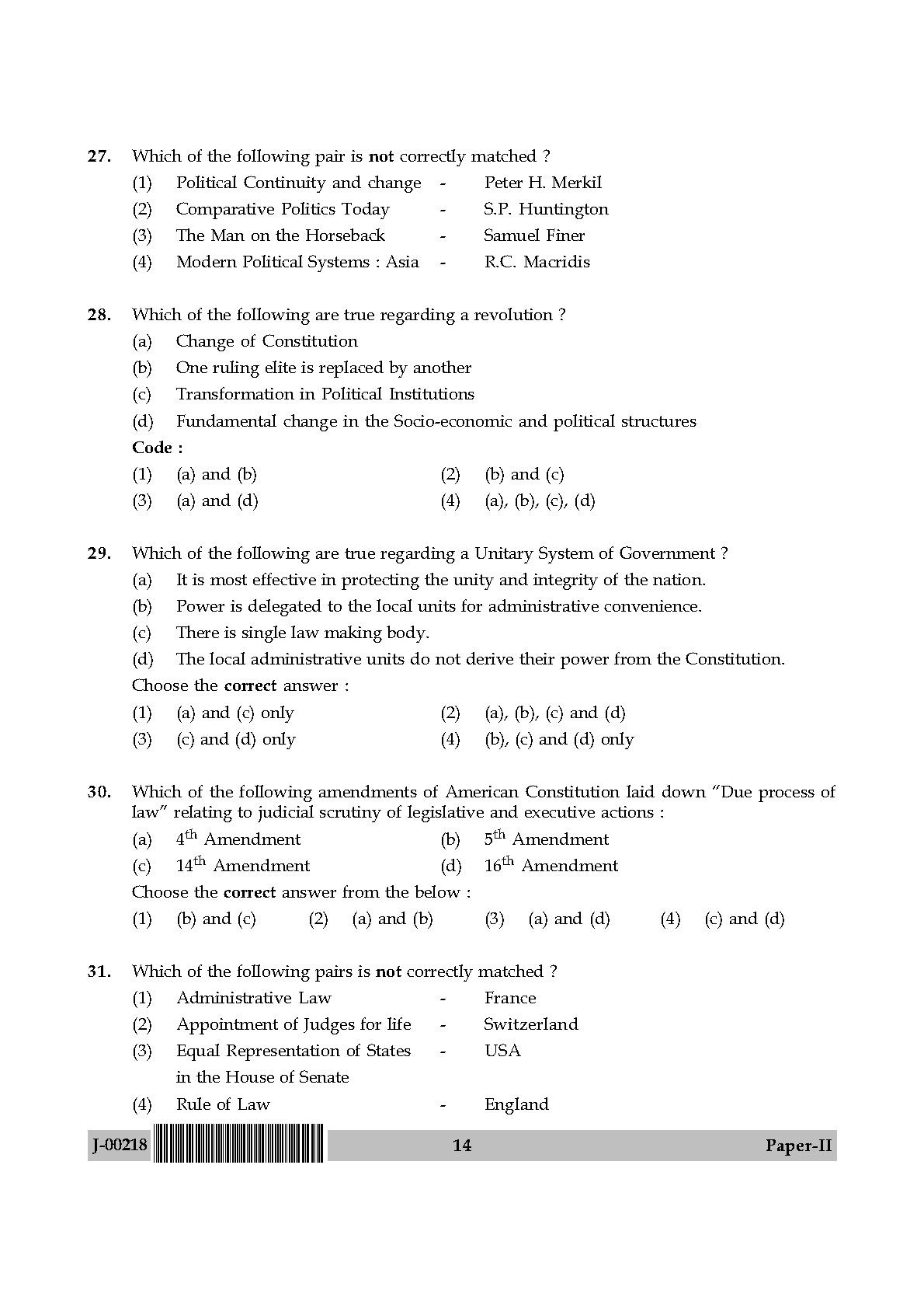 Political Science Question Paper II July 2018 in English 8