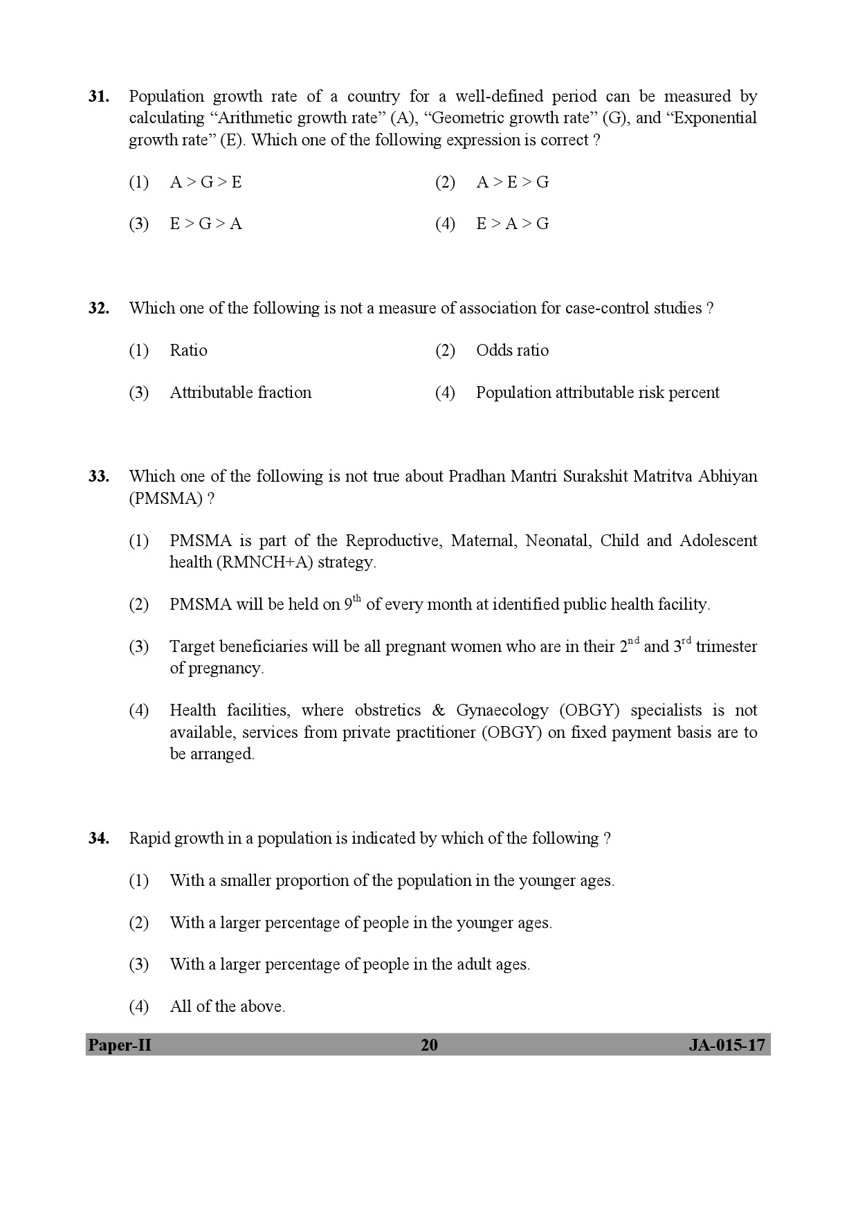 Population Studies Paper II January 2017 in English 11