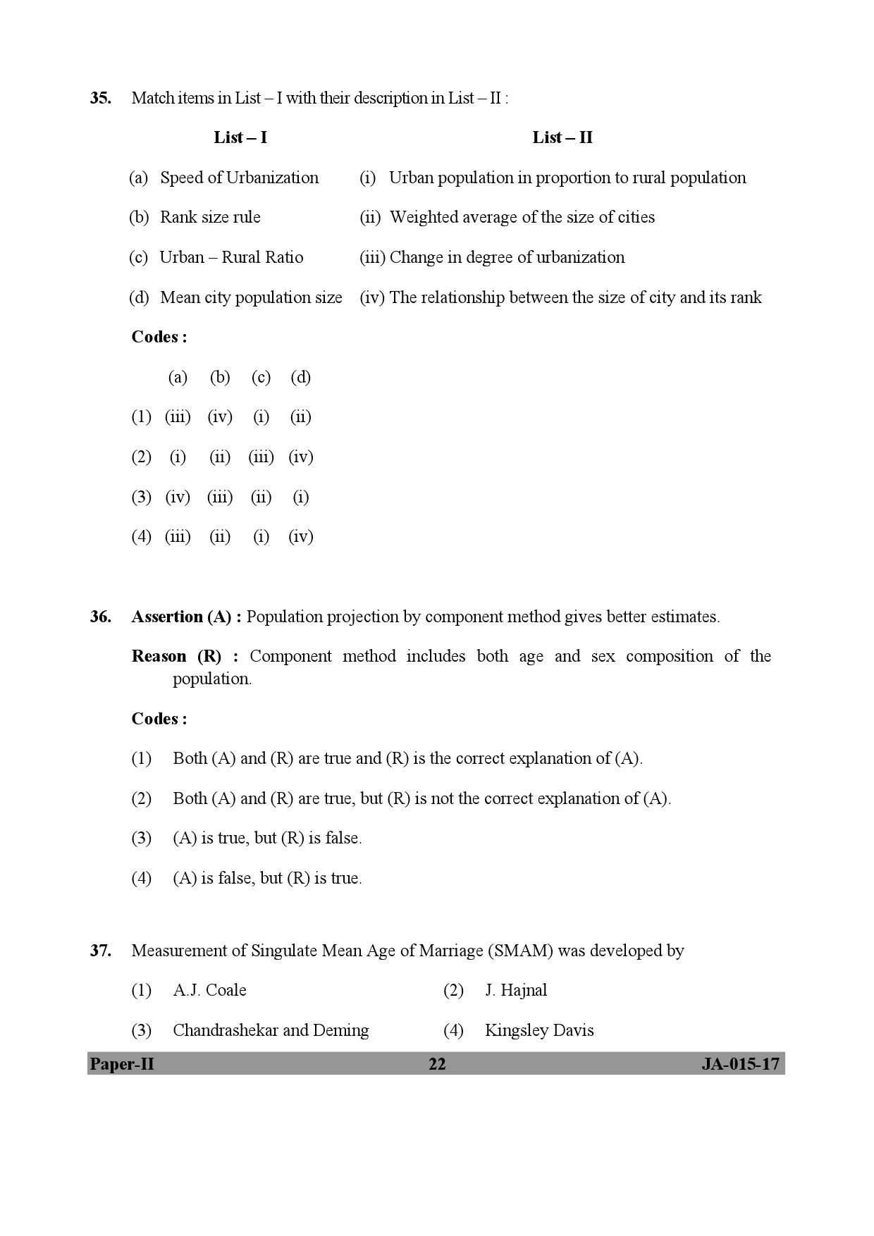 Population Studies Paper II January 2017 in English 12