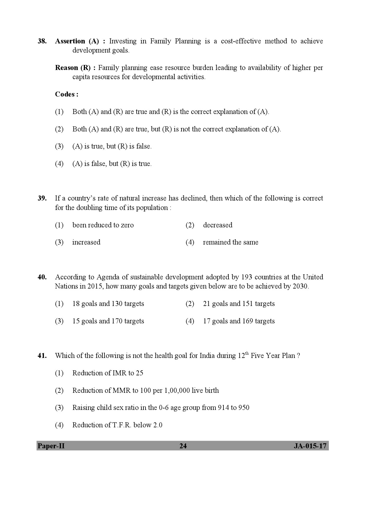 Population Studies Paper II January 2017 in English 13