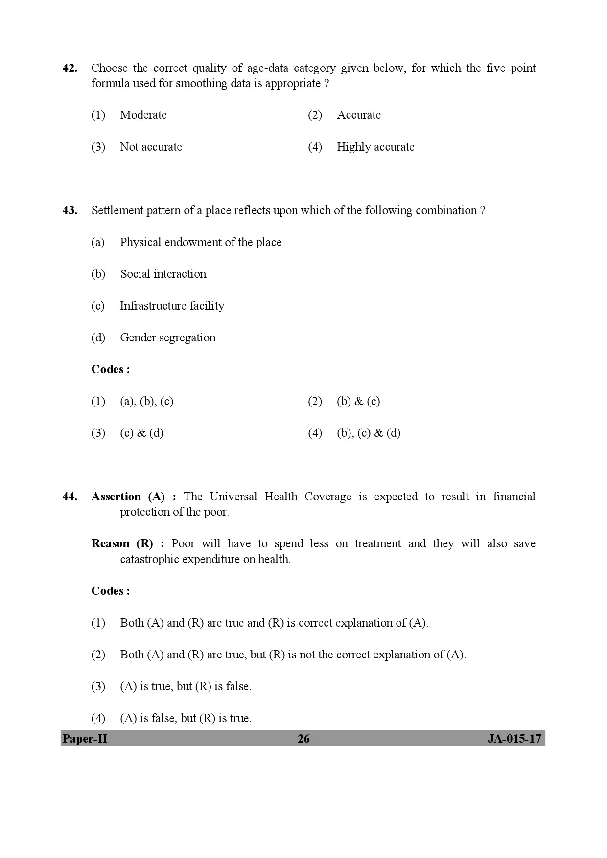 Population Studies Paper II January 2017 in English 14